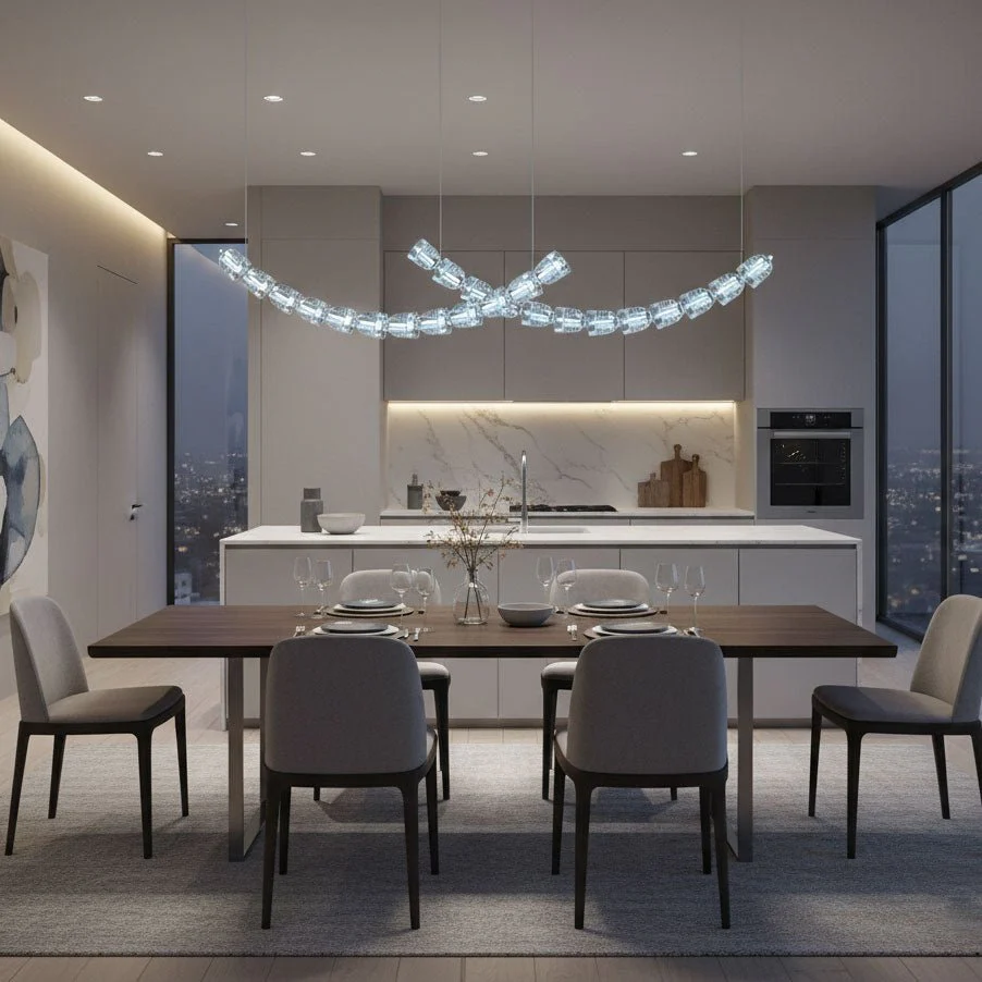 The Gabriel Curved LED Chandelier | Custom Size & Made-to-Order Lighting for Luxury Homes & Commercial Spaces - Image 10