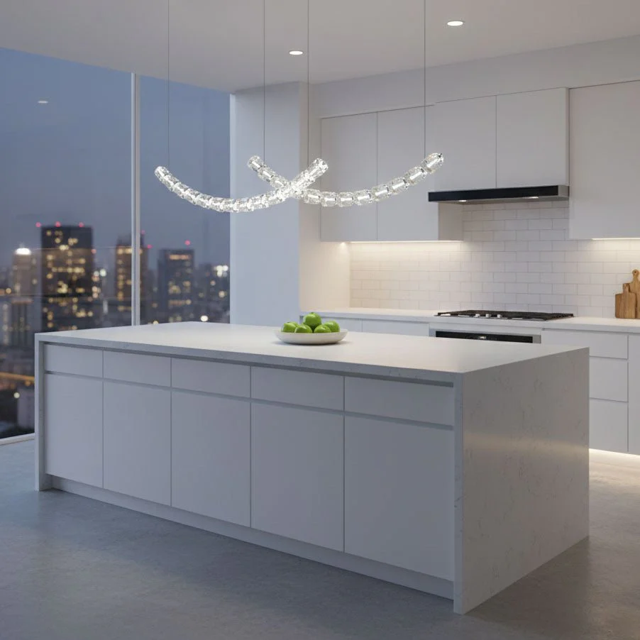 The Gabriel Curved LED Chandelier | Custom Size & Made-to-Order Lighting for Luxury Homes & Commercial Spaces - Image 3