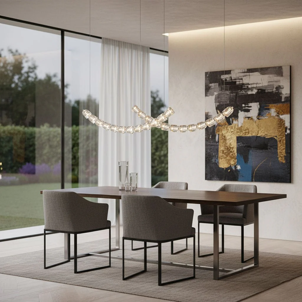 The Gabriel Curved LED Chandelier | Custom Size & Made-to-Order Lighting for Luxury Homes & Commercial Spaces - Image 9