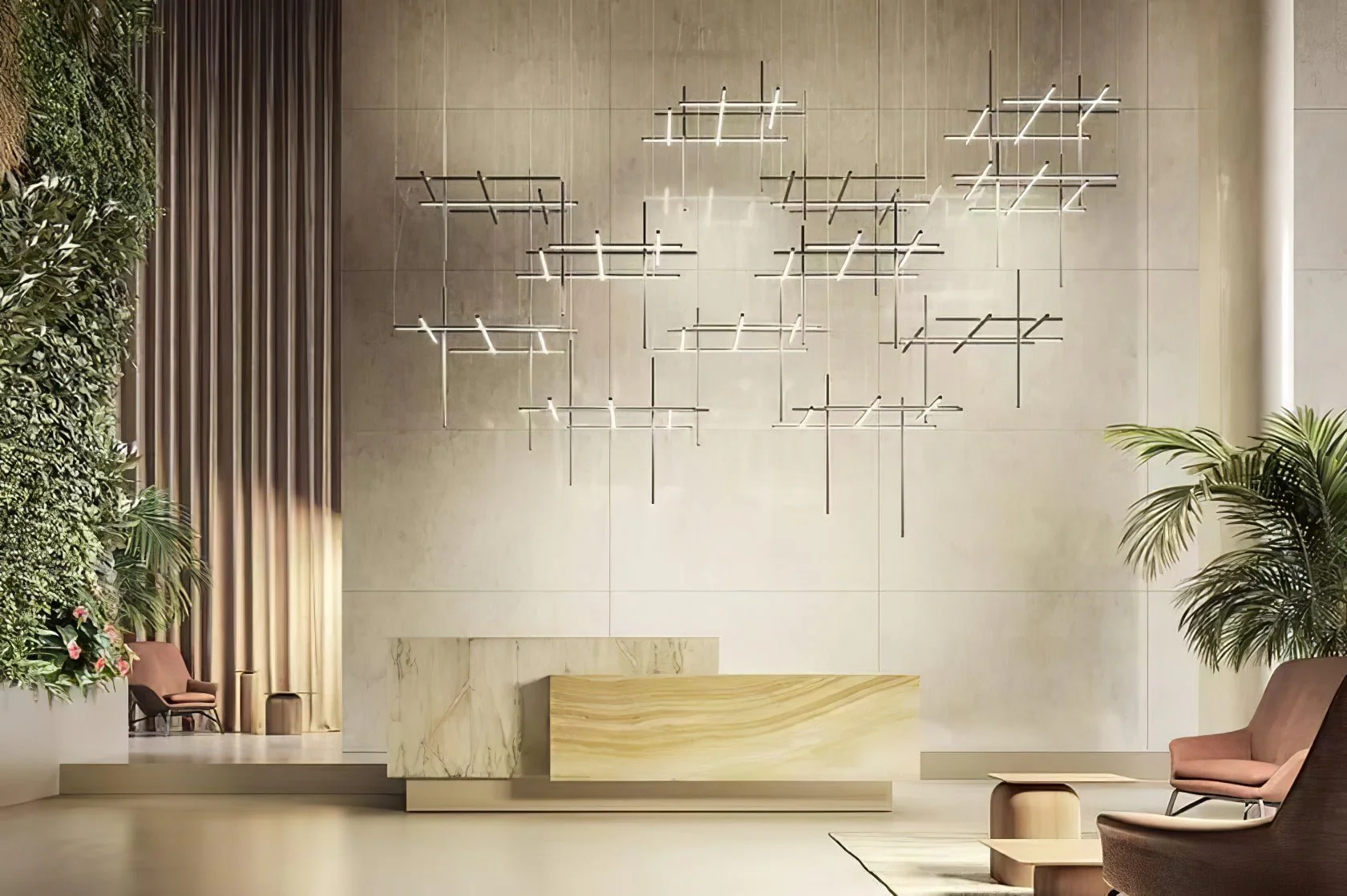 Geometric Linear Grid Pendant Lamp - Image 3