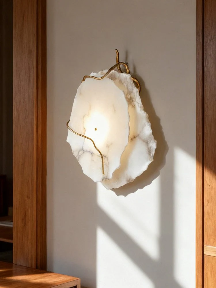 Gilded Branch Alabaster Wall Lamp - Image 4