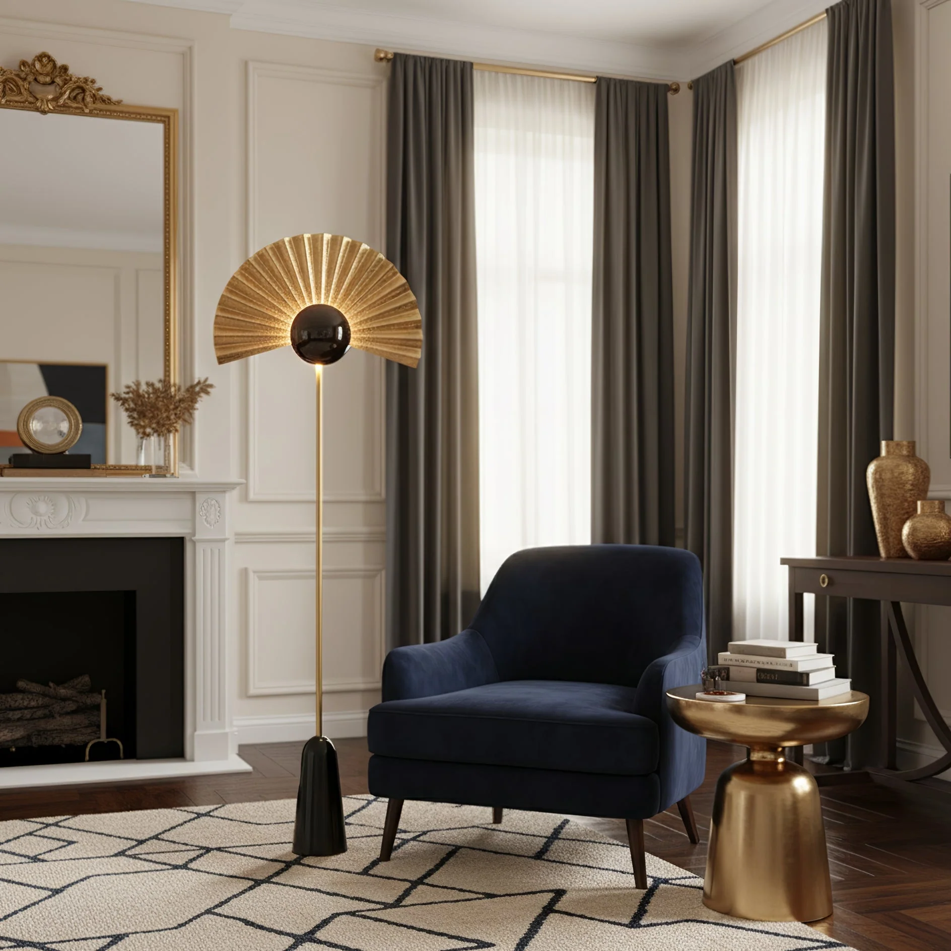 Gilded Fan Floor Lamp - Image 5