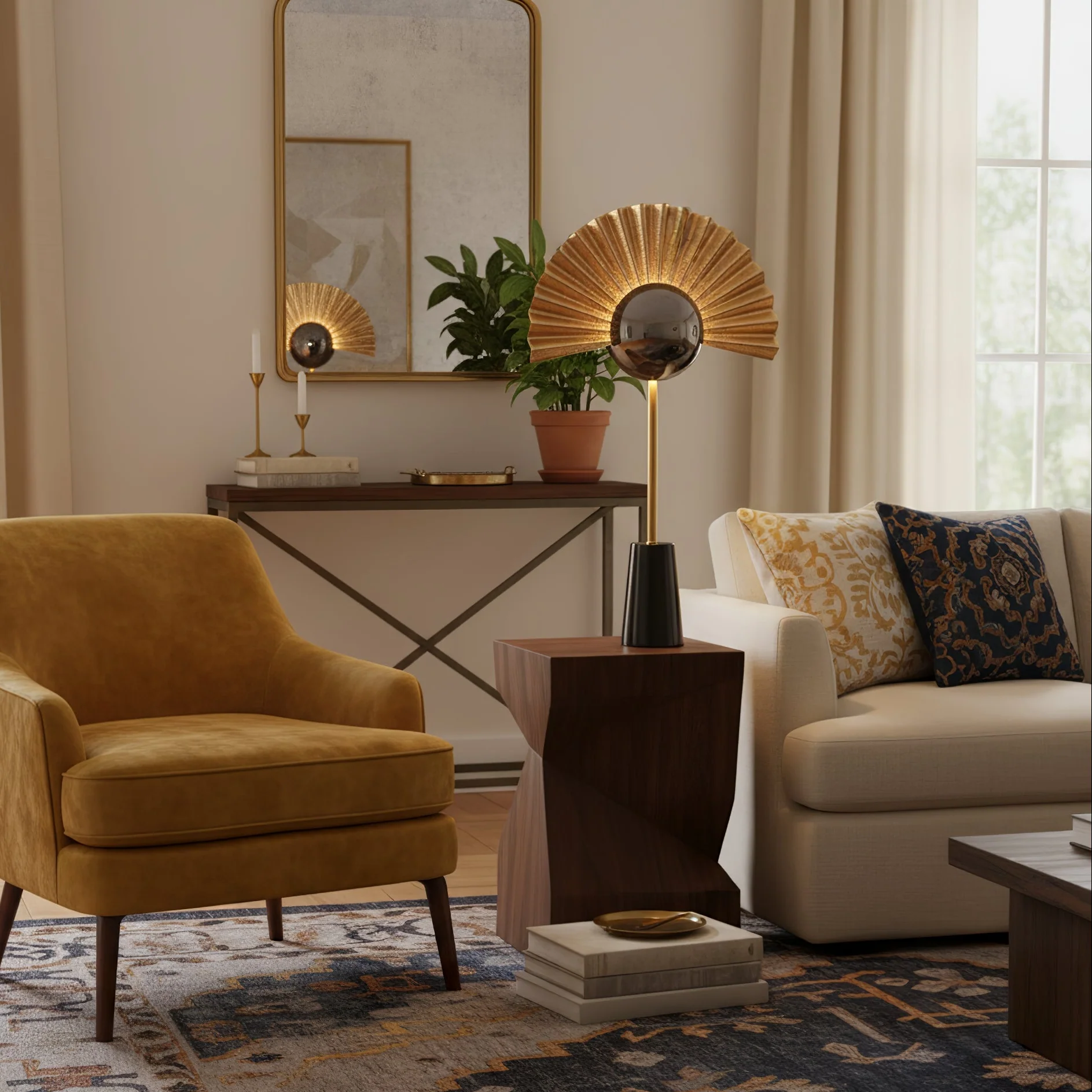 Gilded Fan Table Lamp - Image 4