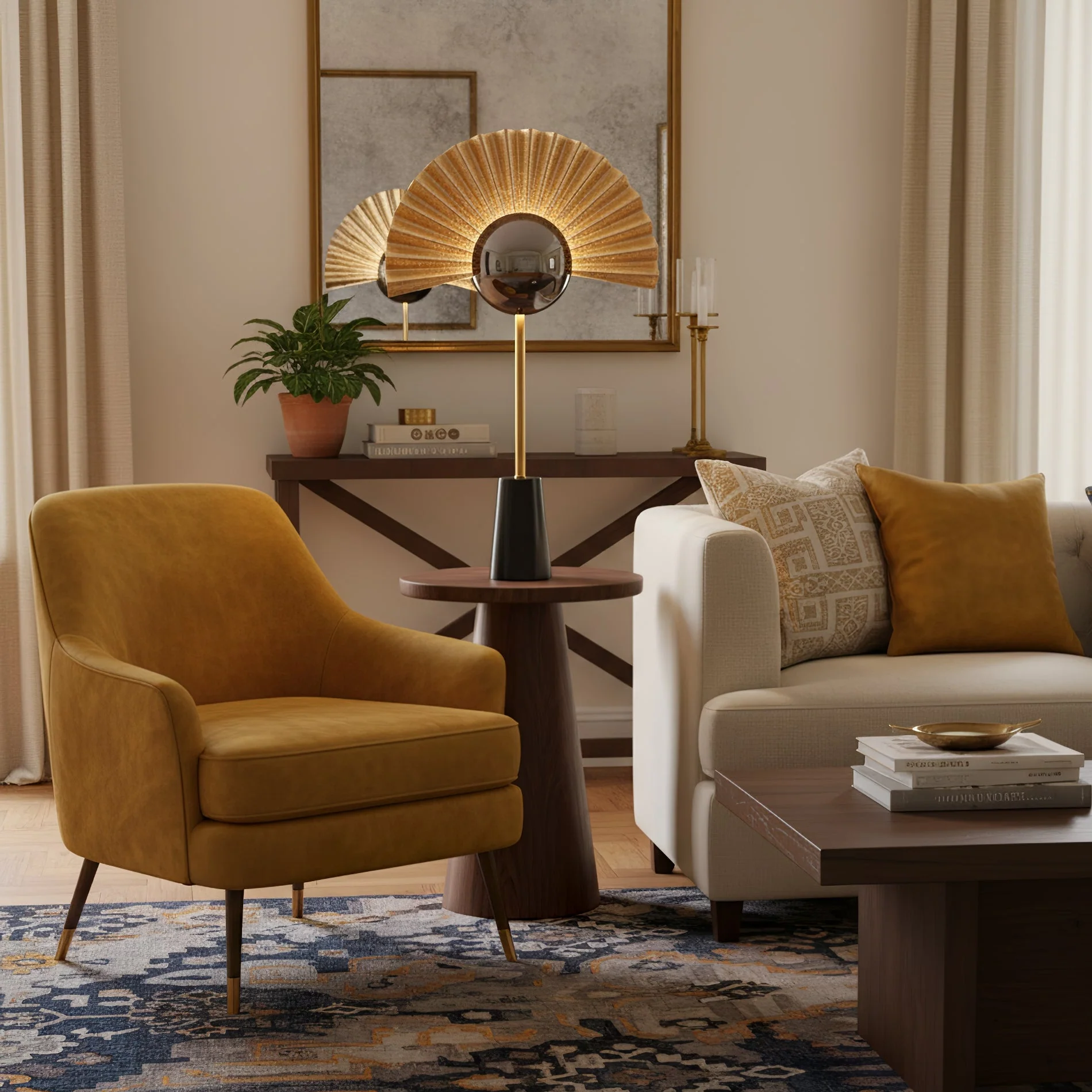 Gilded Fan Table Lamp - Image 6