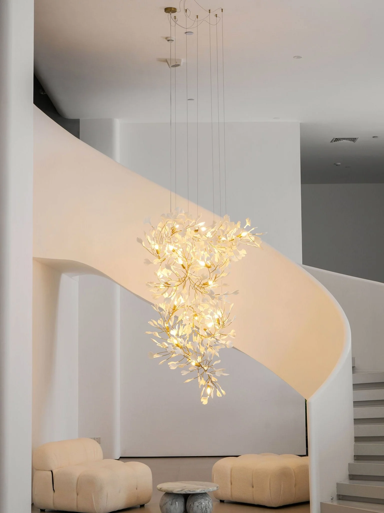 Gold White Leaves Combination Gingko Chandeliers - Image 55