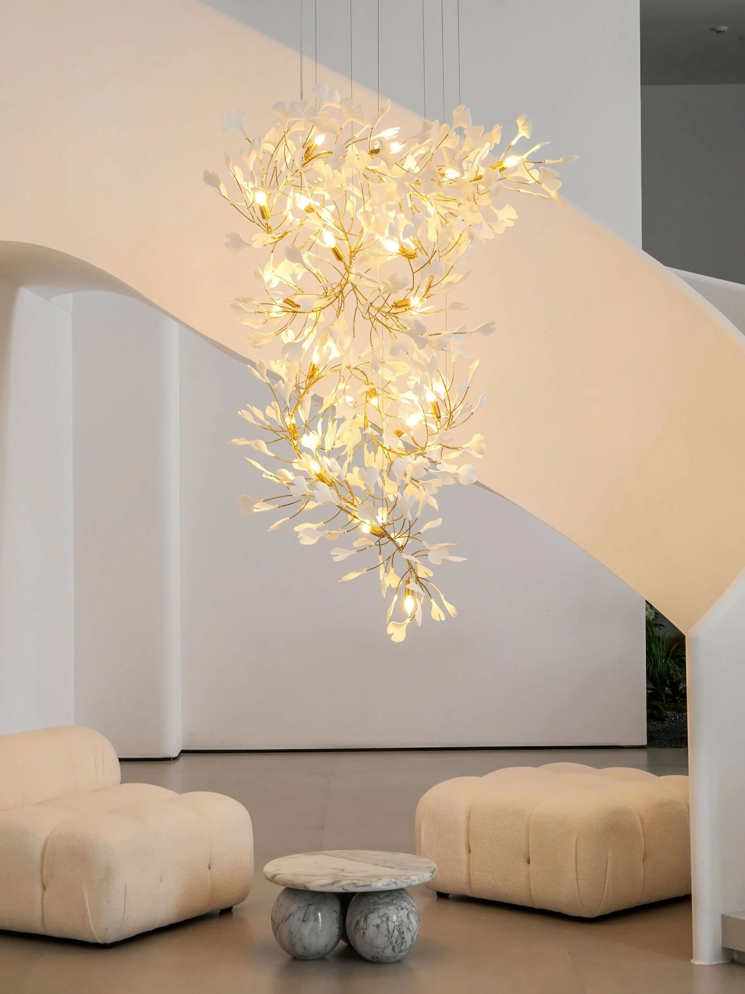 Gold White Leaves Combination Gingko Chandeliers - Image 54