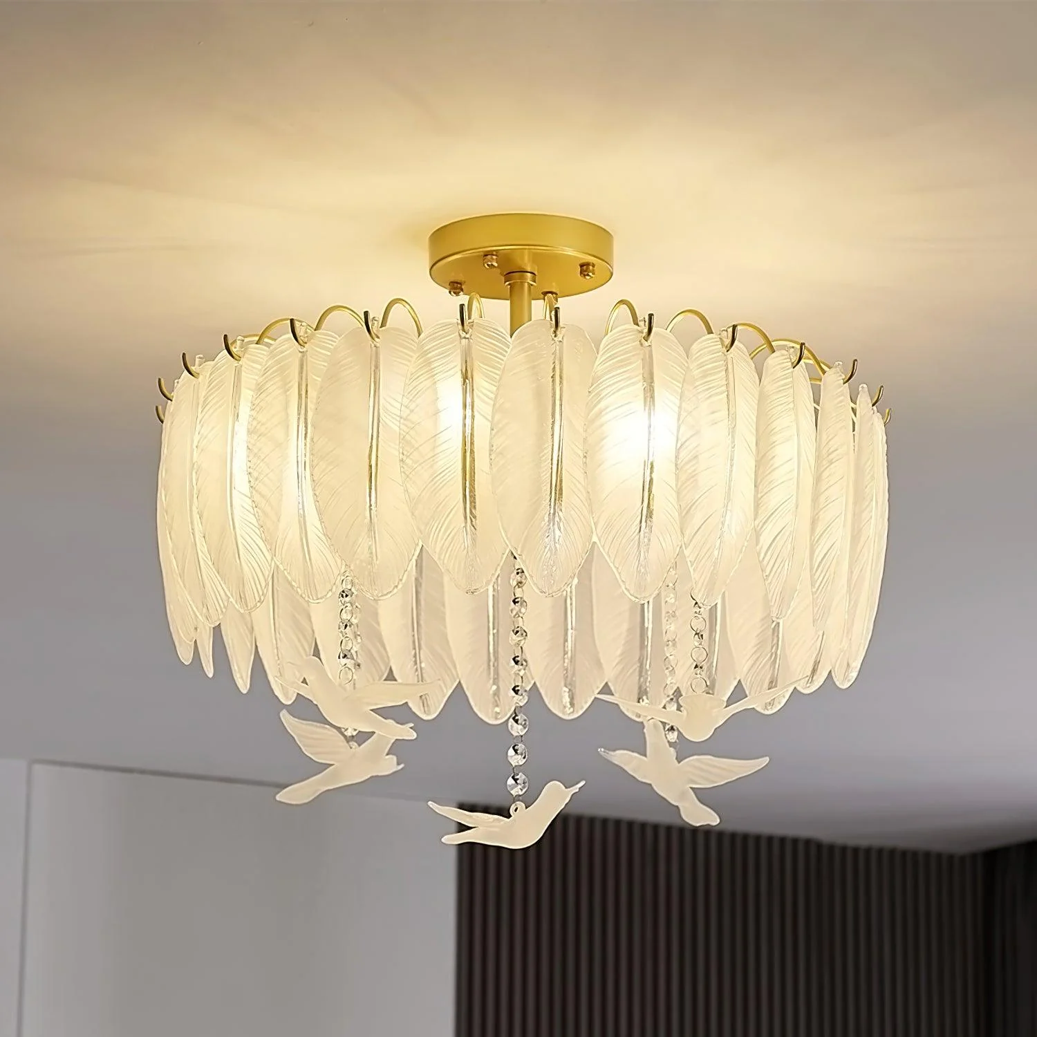 Glass Feather Ceiling Light - Image 4