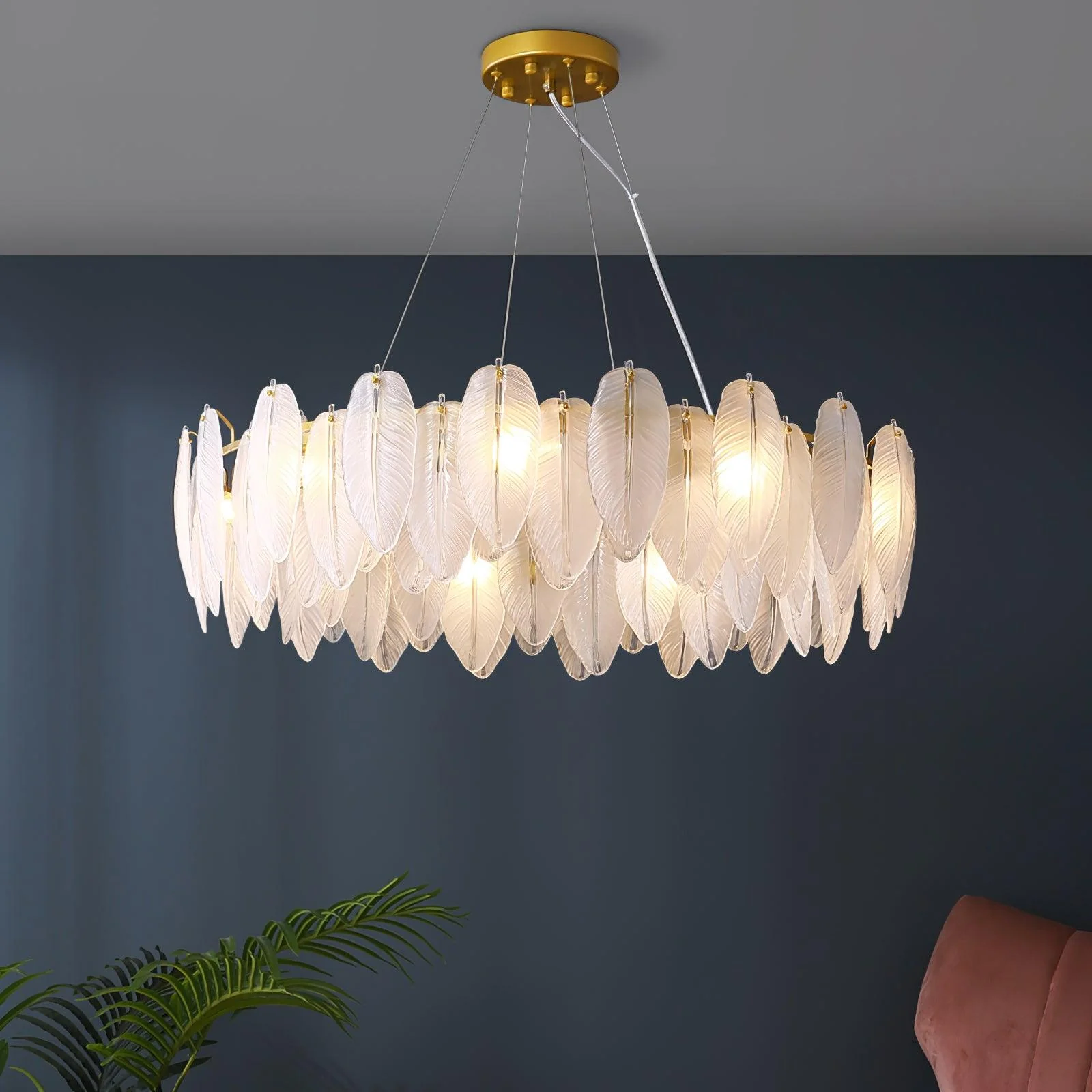 Glass Feather Chandelier - Image 3