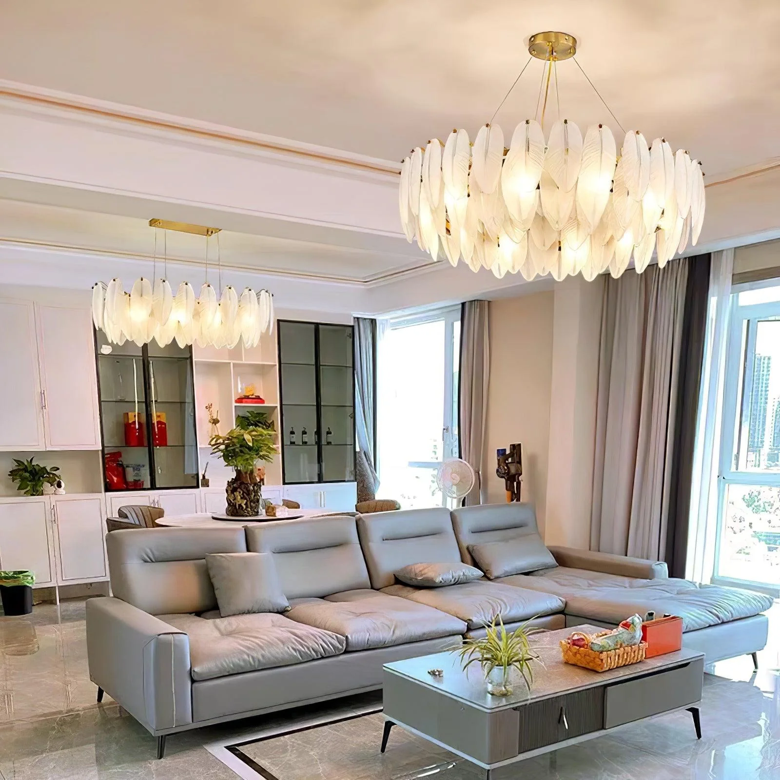 Glass Feather Chandelier - Image 7
