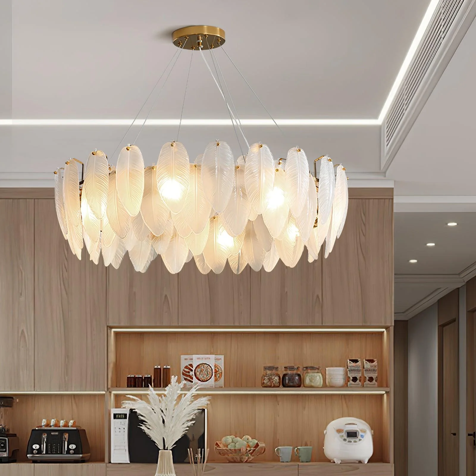 Glass Feather Chandelier - Image 8