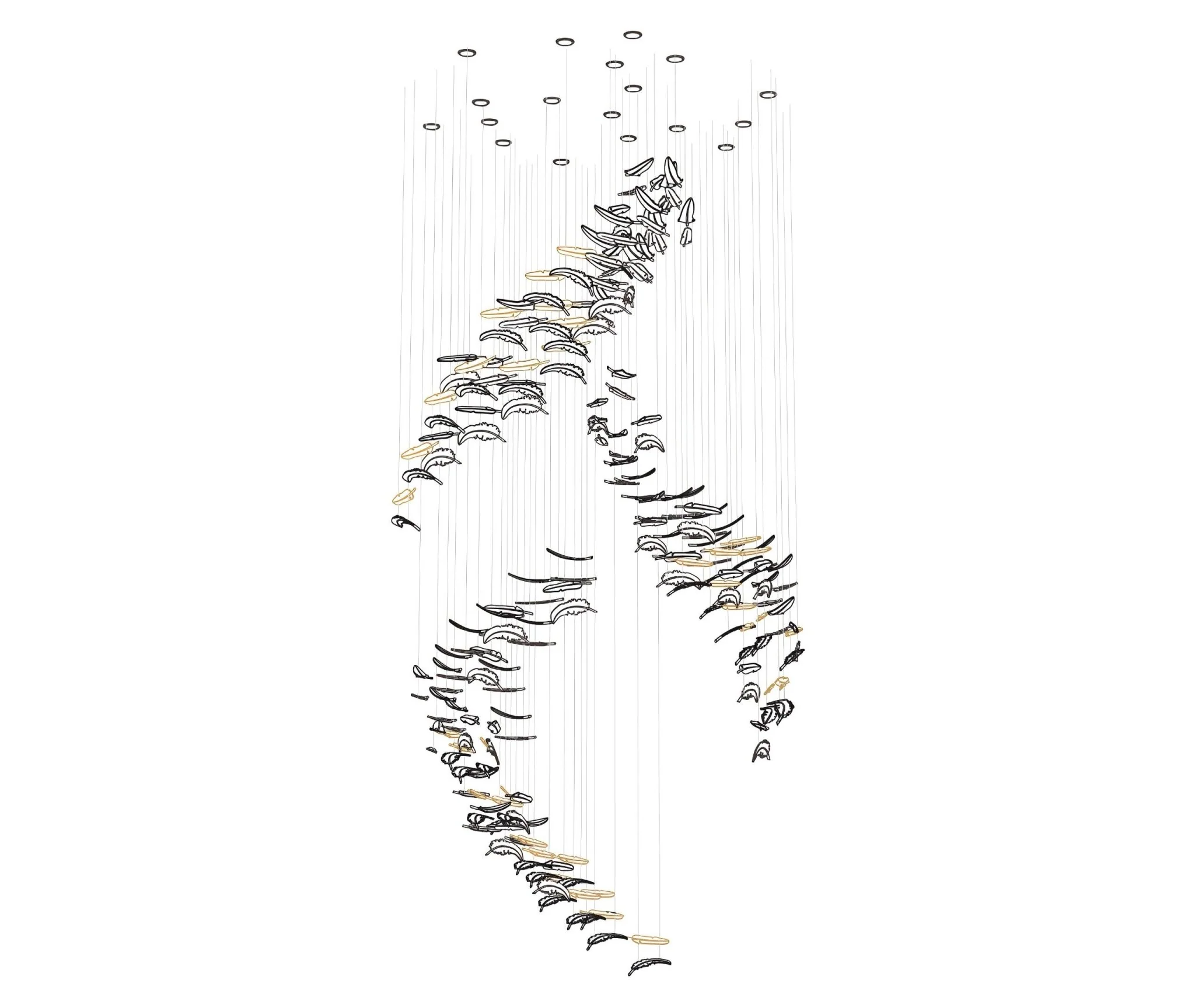 Glass Feathers Flying Chandelier - Image 35