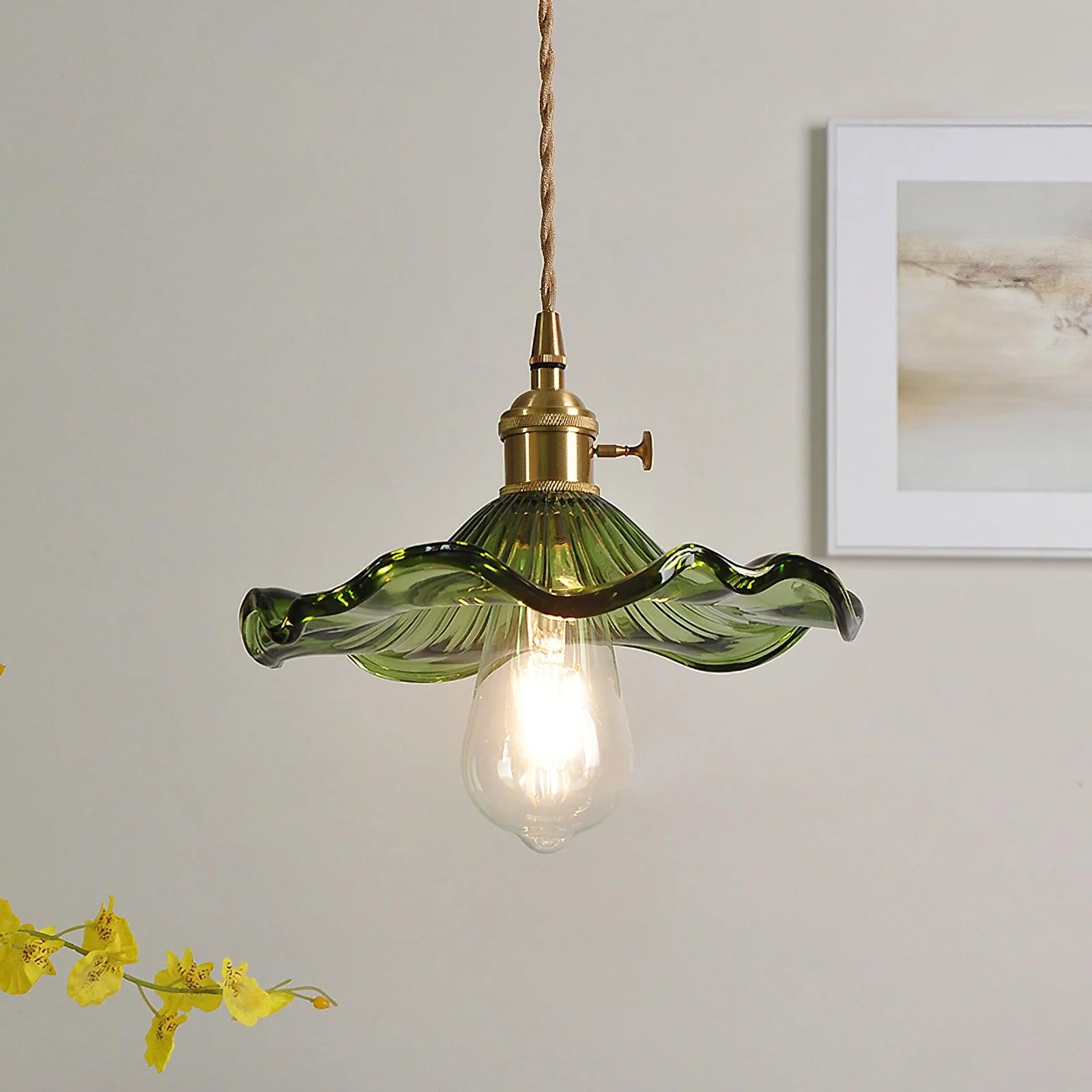 Glass Hibiscus Flower Swag Light - Image 11