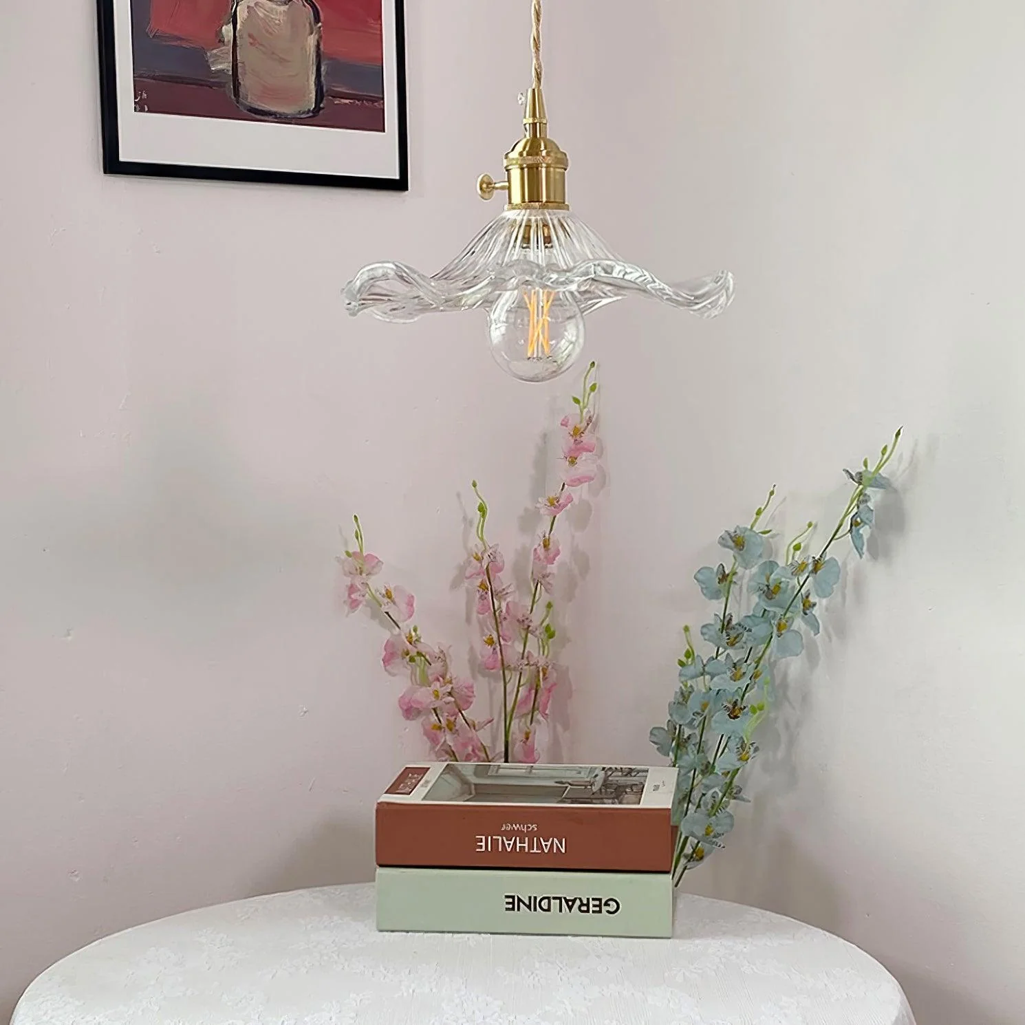 Glass Hibiscus Flower Swag Light - Image 14