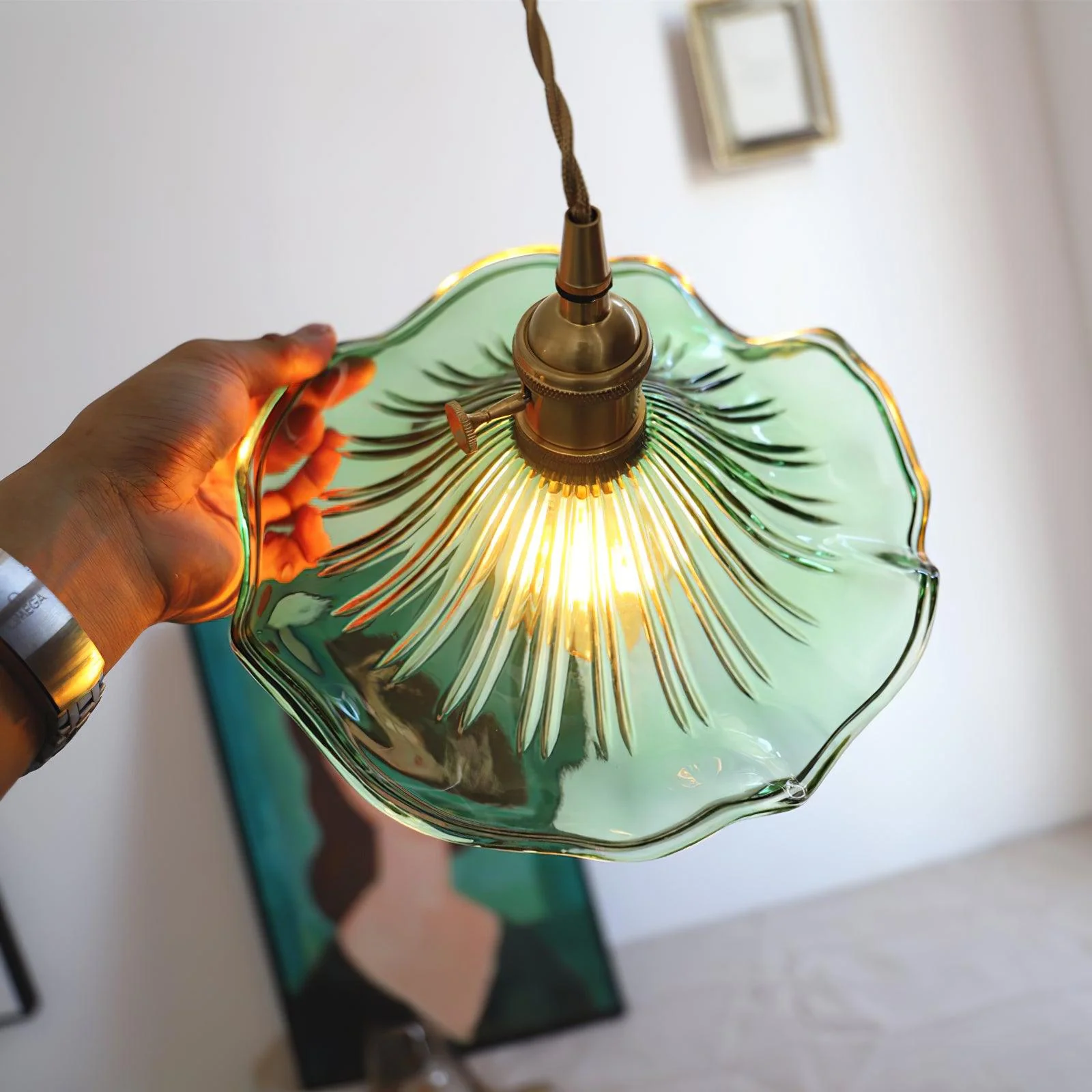 Glass Hibiscus Flower Swag Light - Image 16