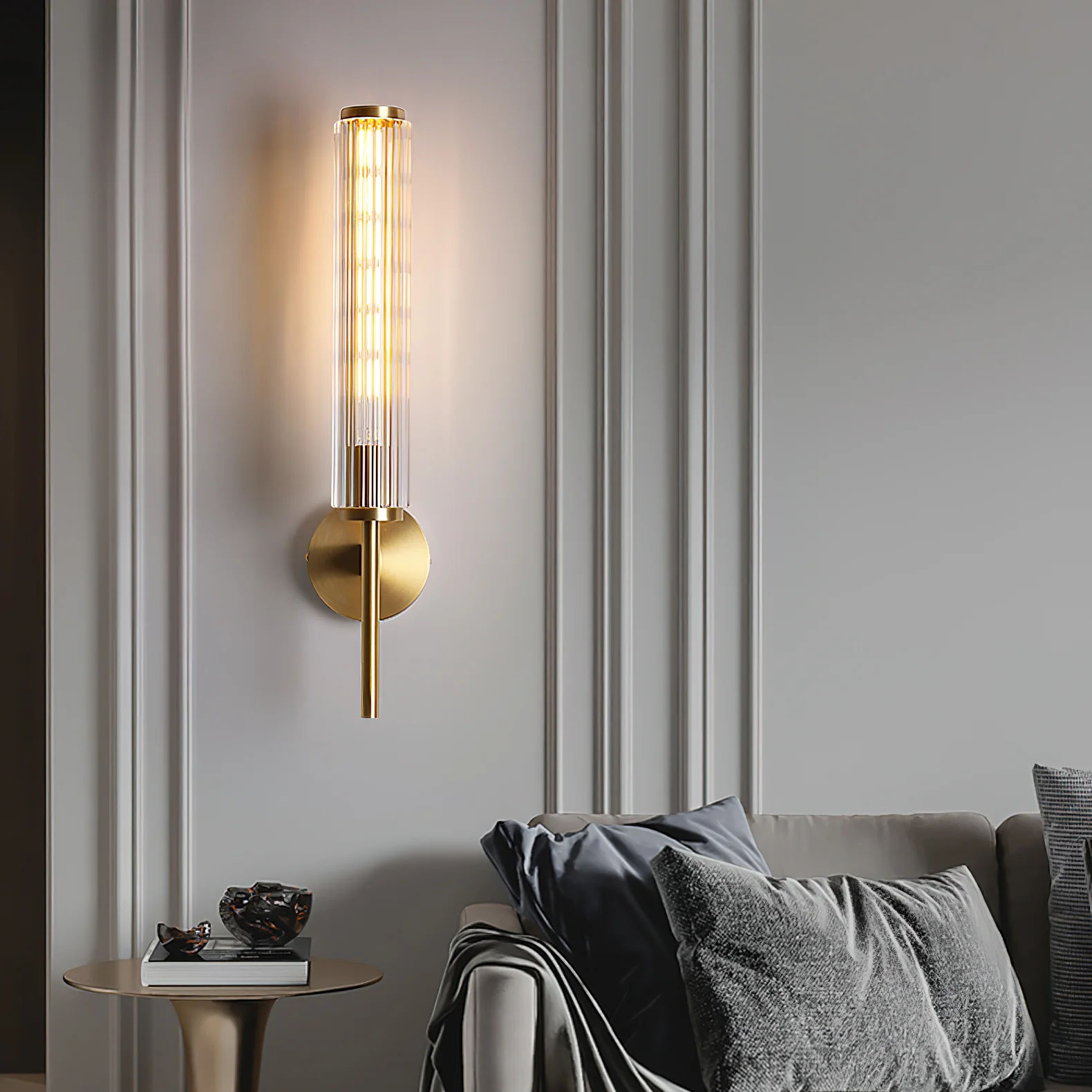 Glass Linear Brass Wall Light - Image 11
