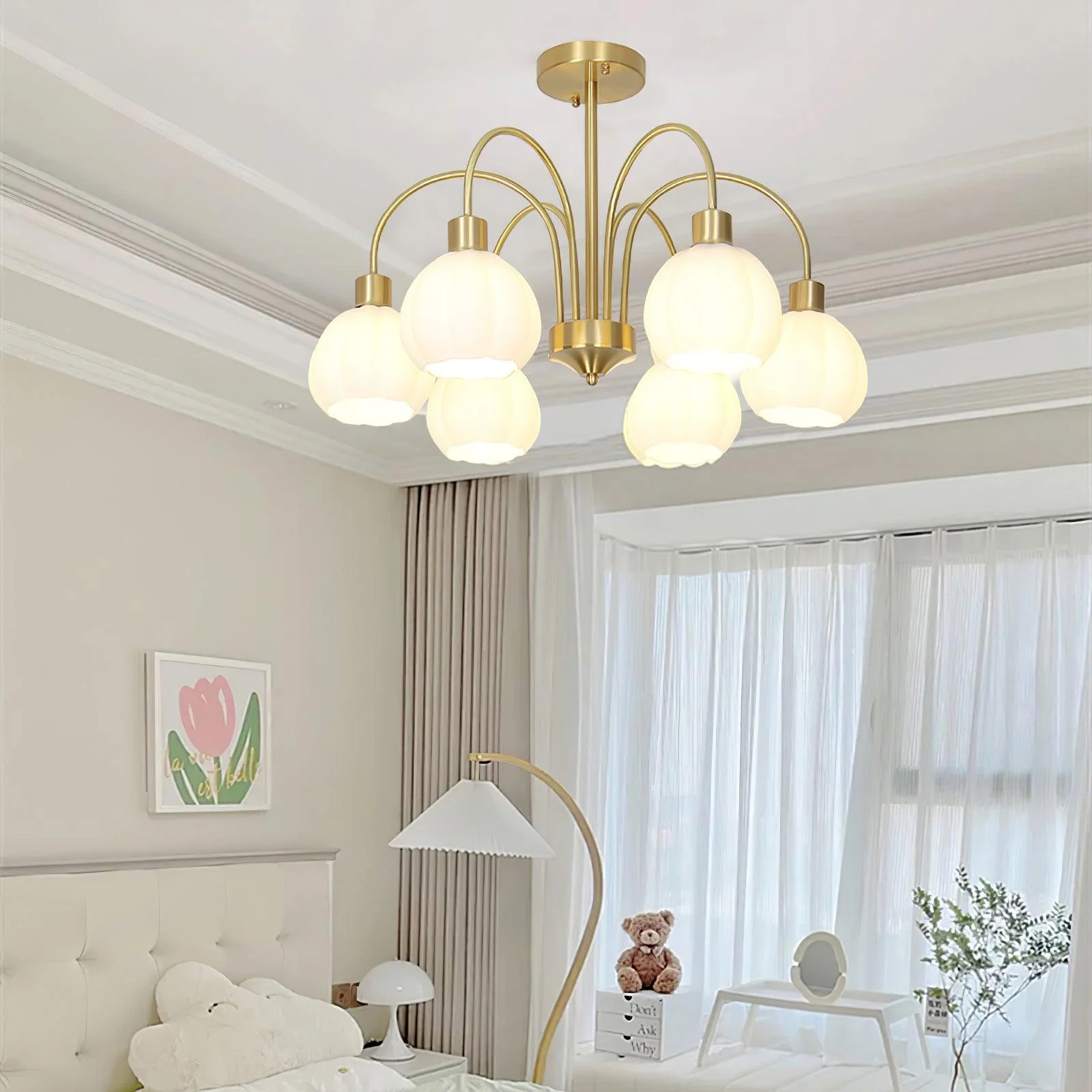 Glass Pumpkin Gold Chandelier - Image 12
