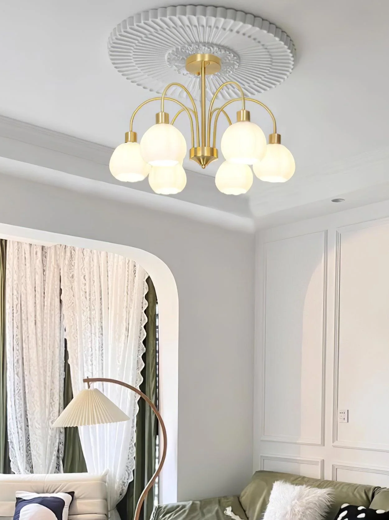 Glass Pumpkin Gold Chandelier - Image 19
