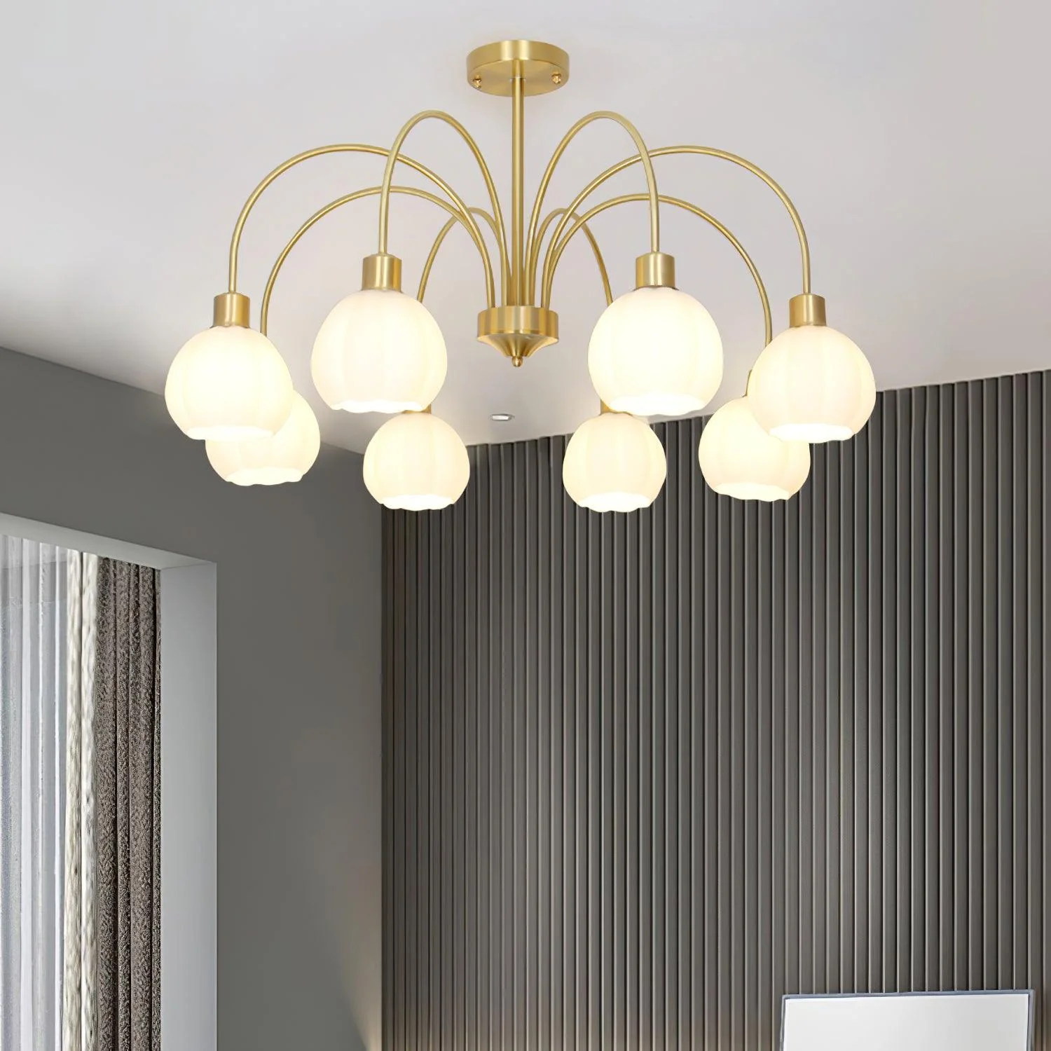 Glass Pumpkin Gold Chandelier - Image 2