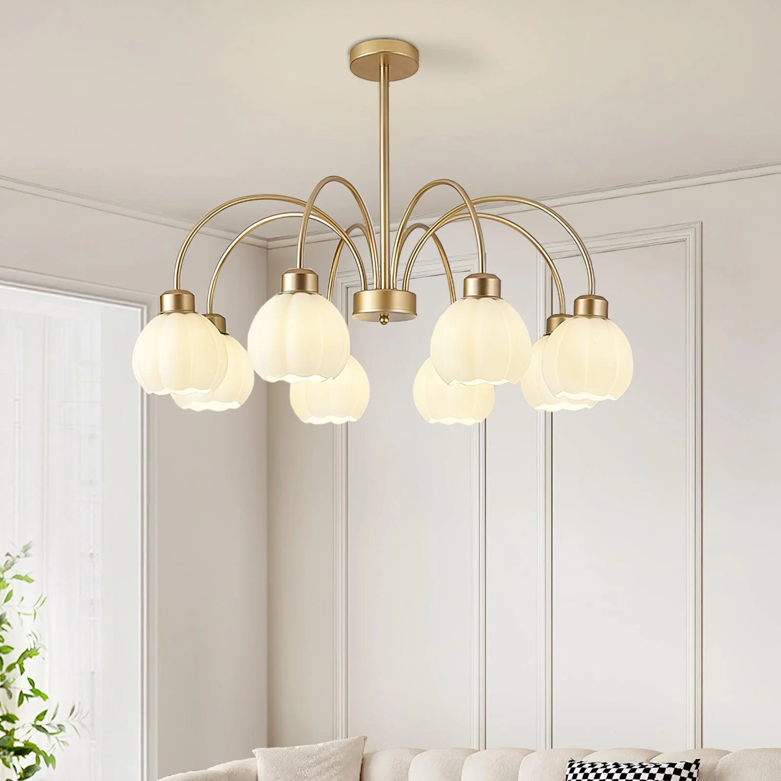 Glass Pumpkin Gold Chandelier - Image 3