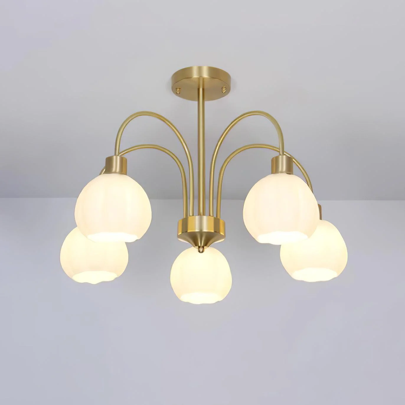 Glass Pumpkin Gold Chandelier - Image 7
