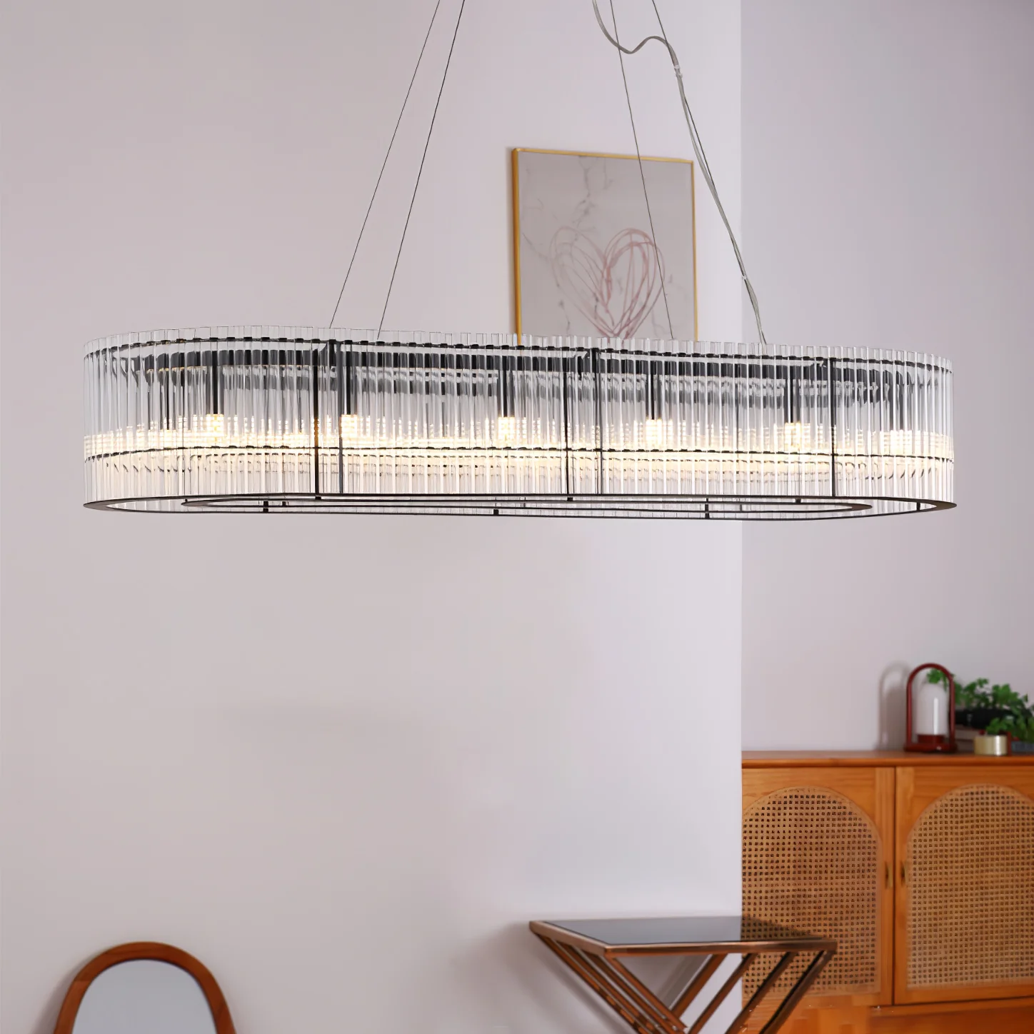 Glass Tube Ring Chandelier - Image 17