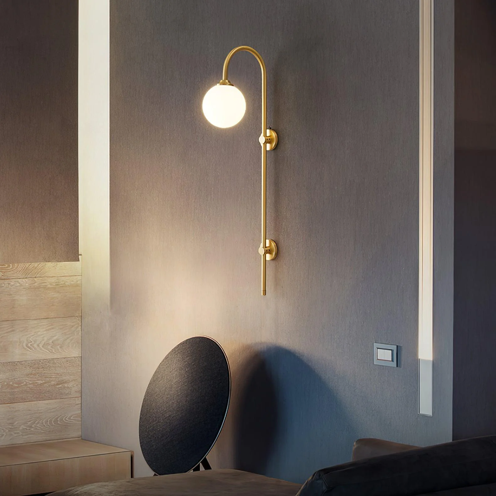 Globe Brass Wall Sconce - Image 3