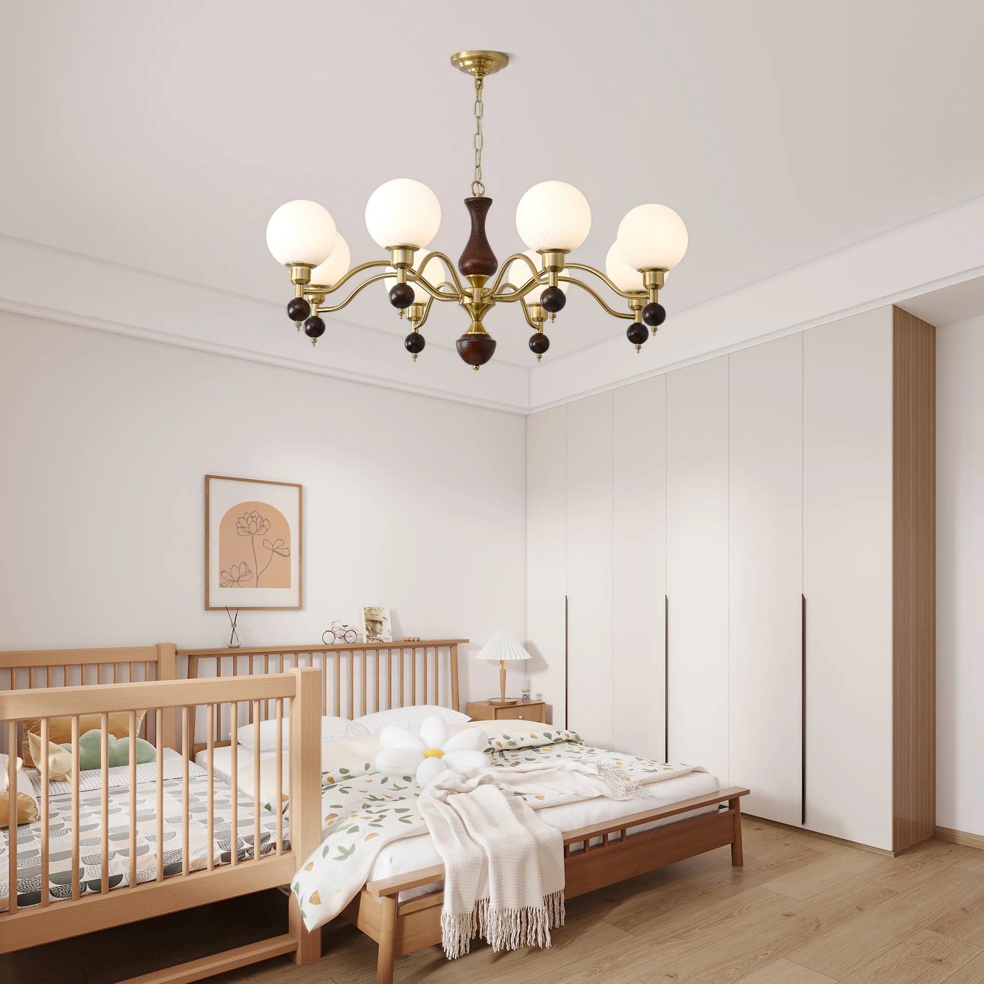 Globe Orb Wood Chandelier - Image 4