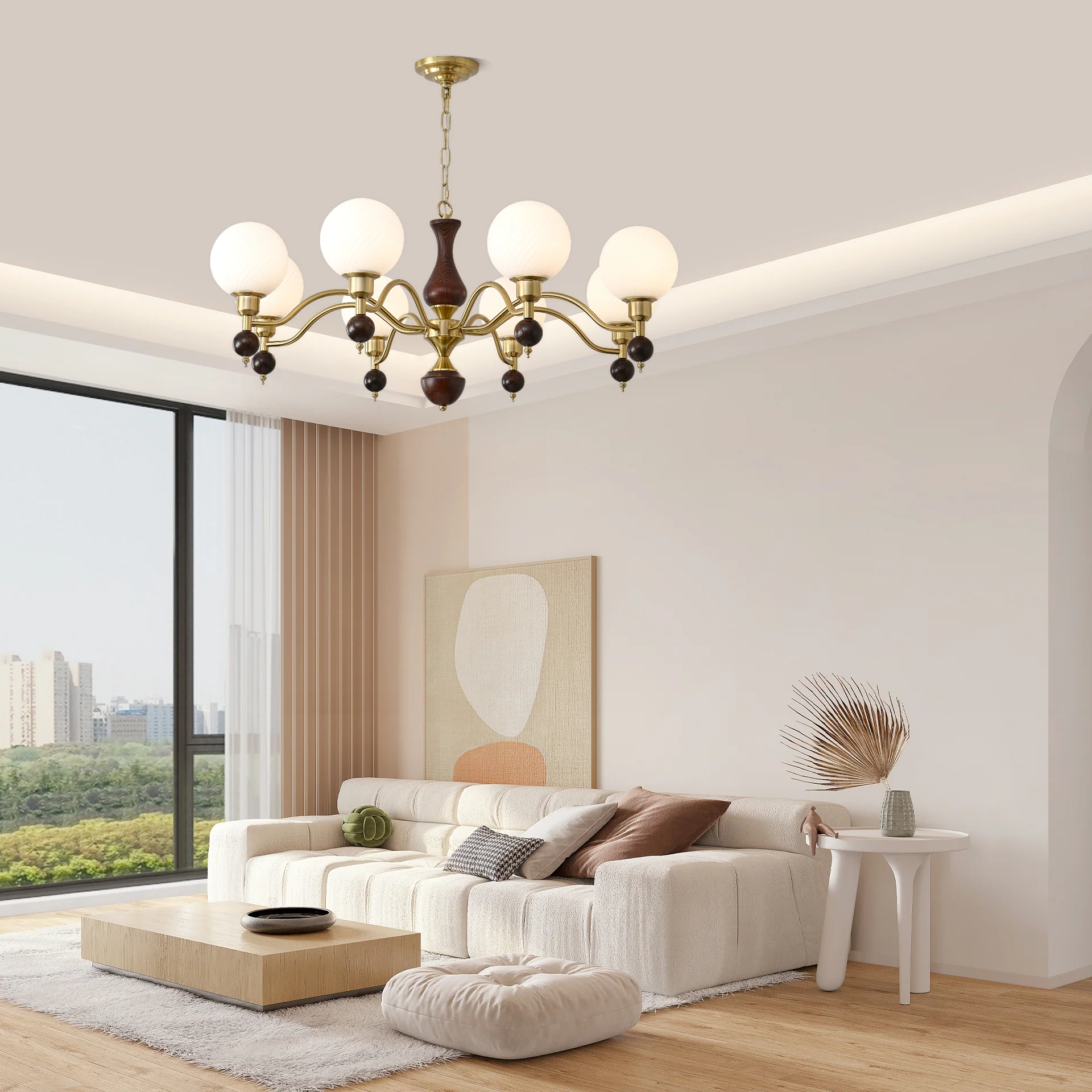 Globe Orb Wood Chandelier - Image 5