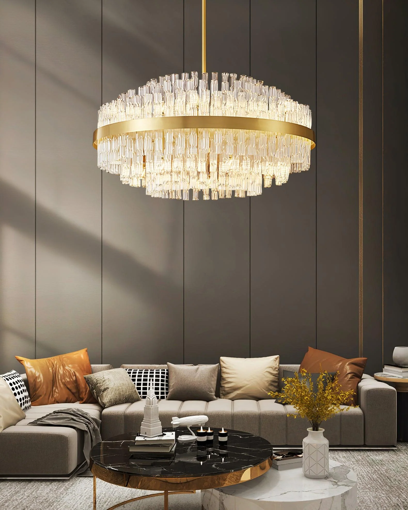 Gold & Clear Rod Chandelier - Image 13