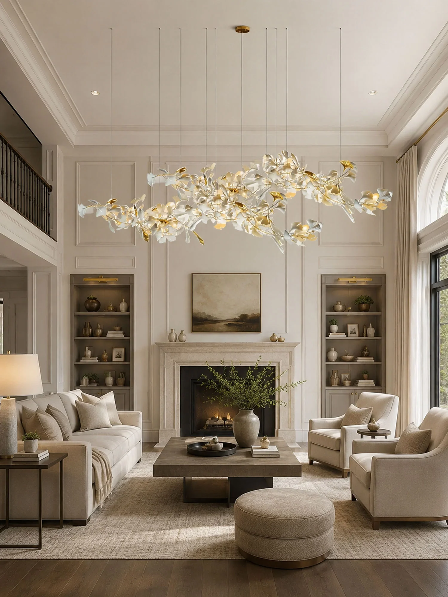 Gold White Leaves Combination Gingko Chandeliers - Image 4