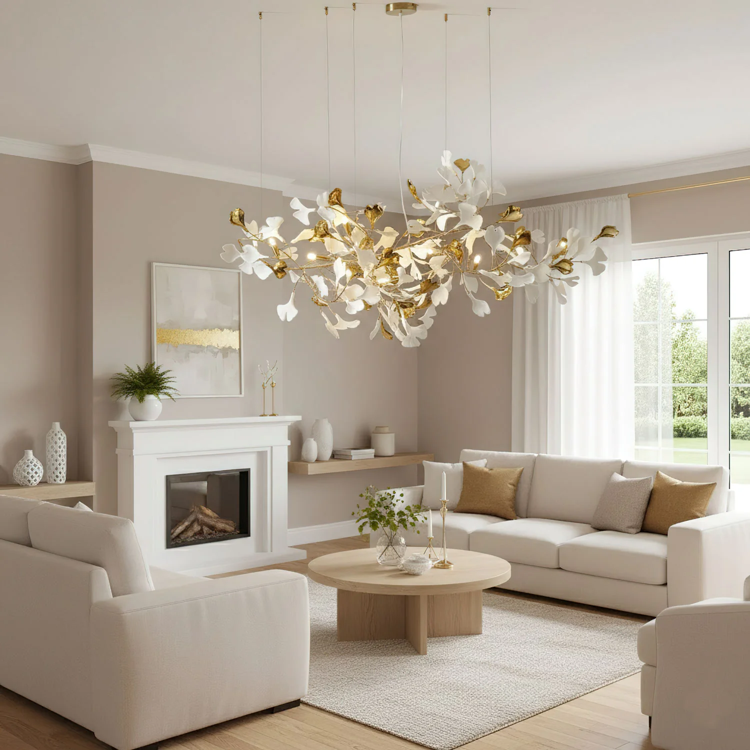 Gold White Leaves Combination Gingko Chandeliers - Image 8