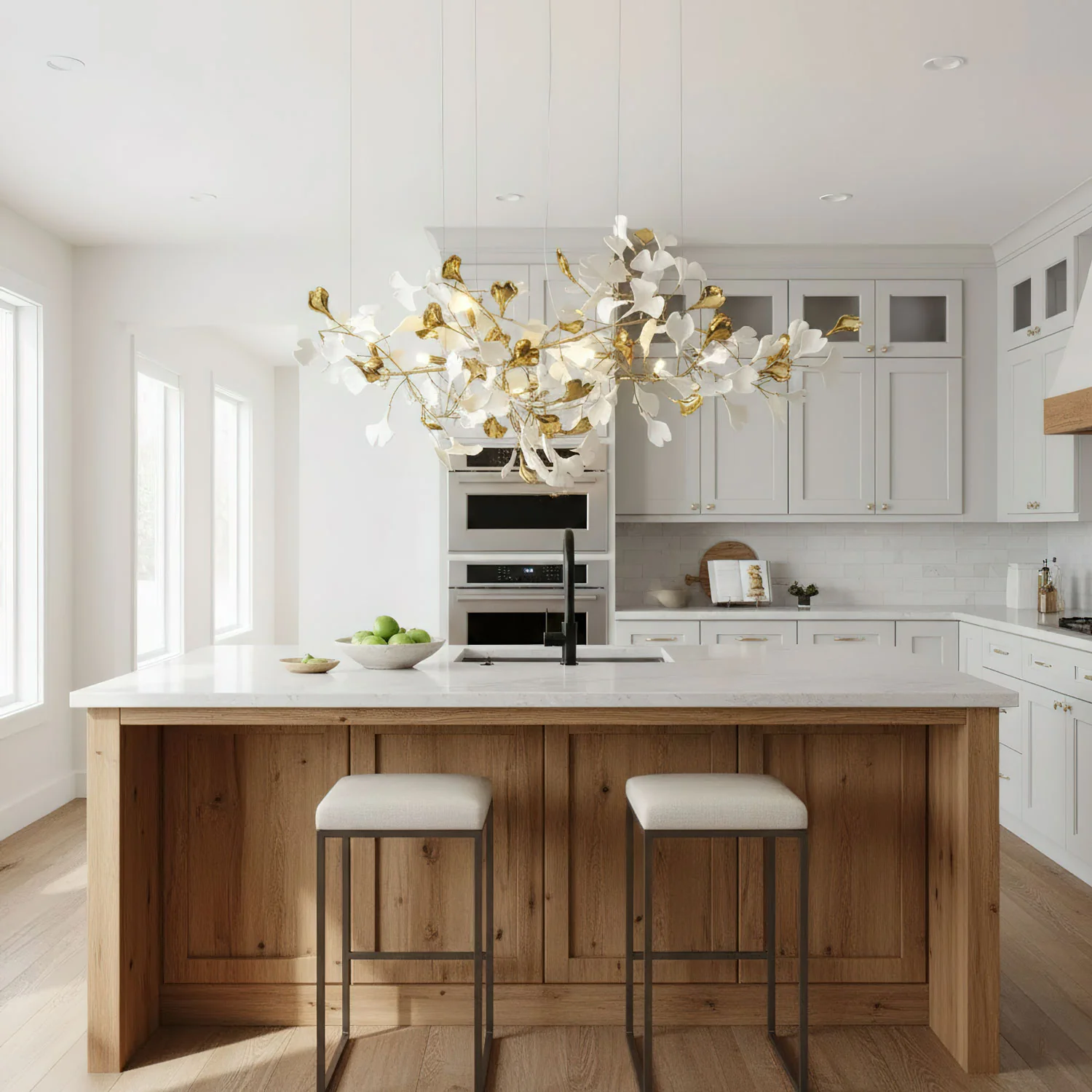 Gold White Leaves Combination Gingko Chandeliers - Image 9