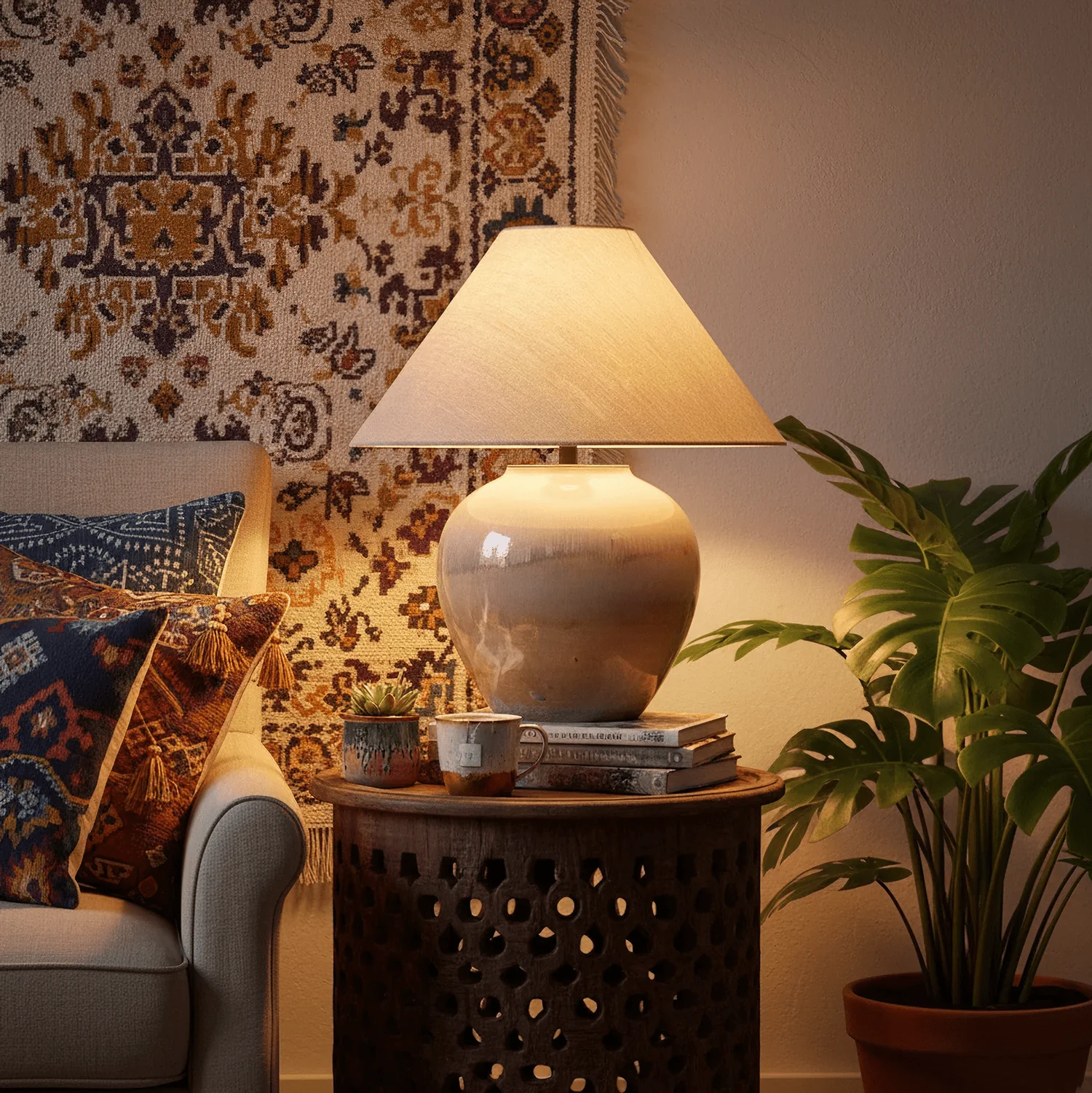 Gradient Hued Ceramic Jar Table Lamp - Image 12