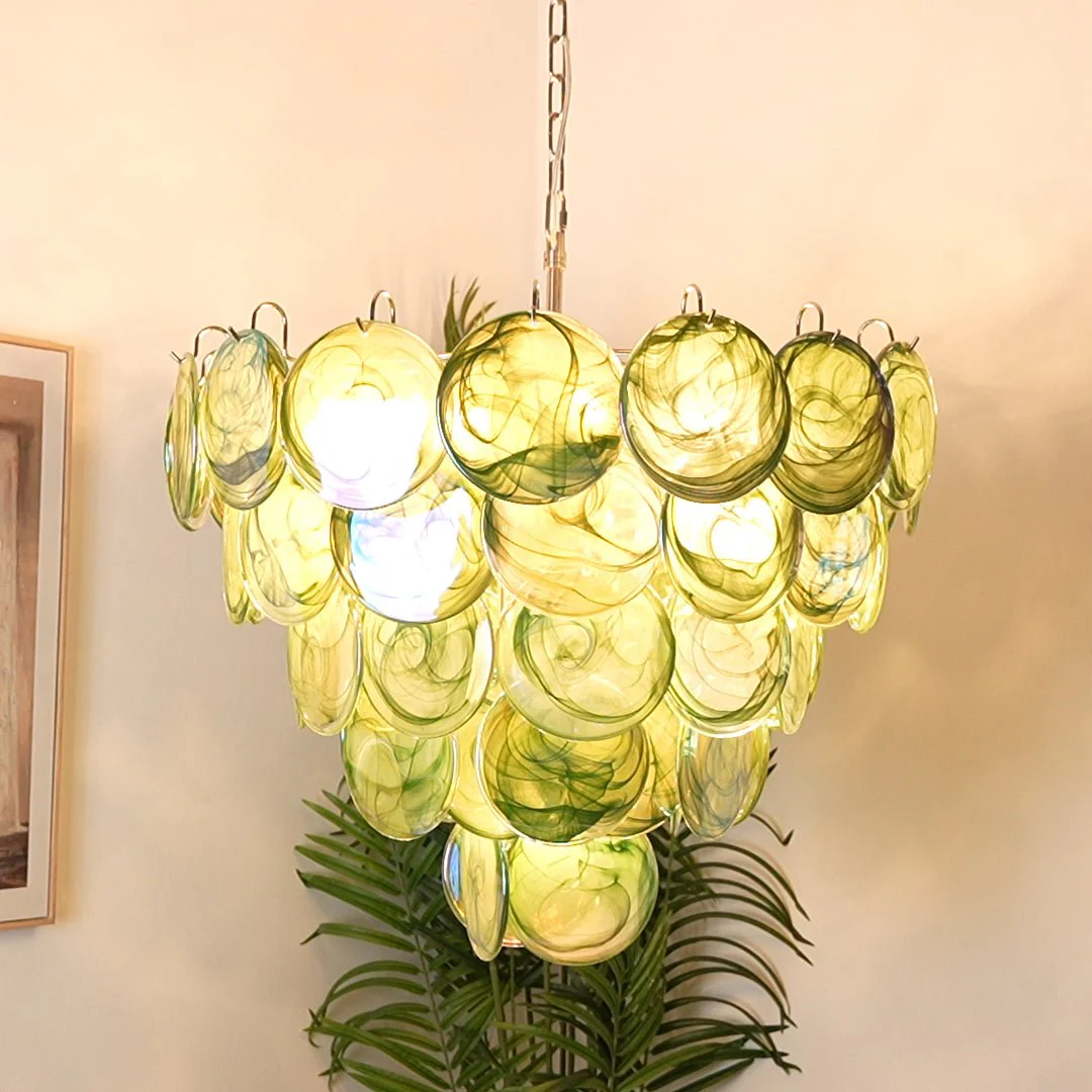 Green Murano Disc Chandelier - Image 4