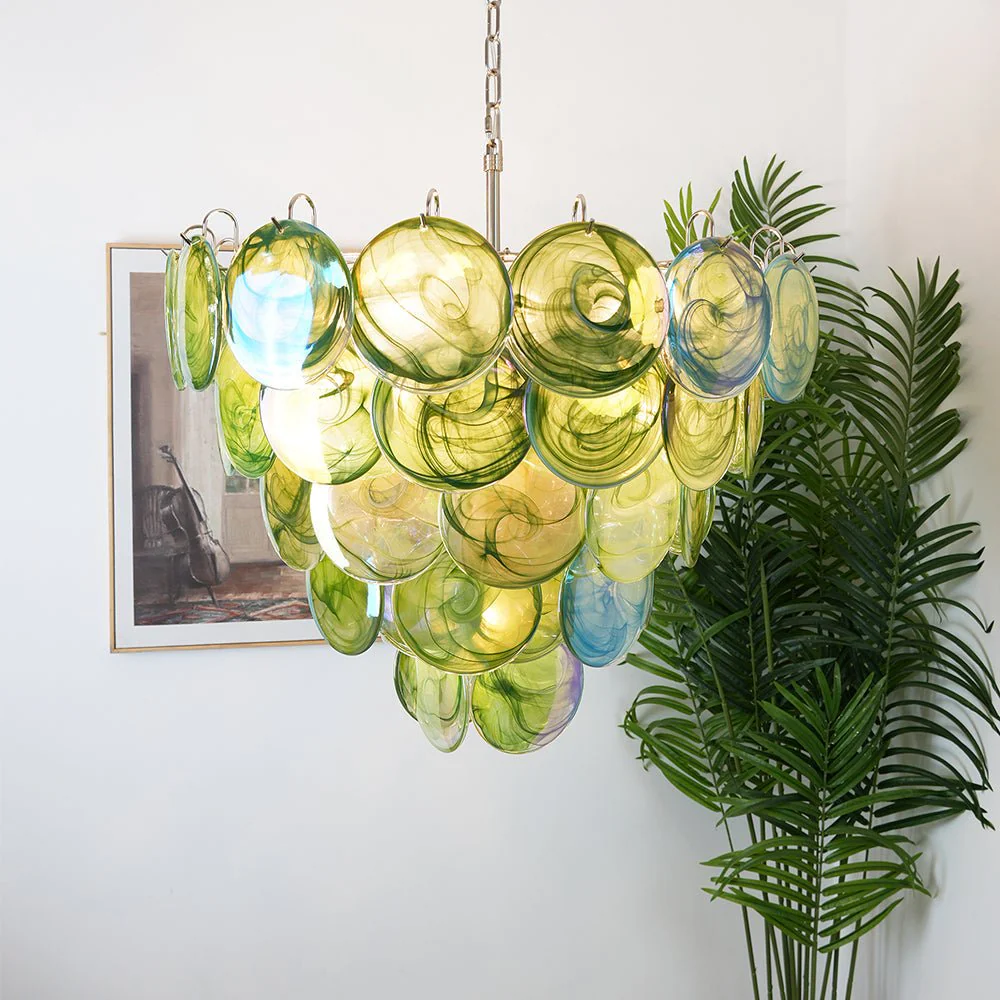 Green Murano Disc Chandelier - Image 5
