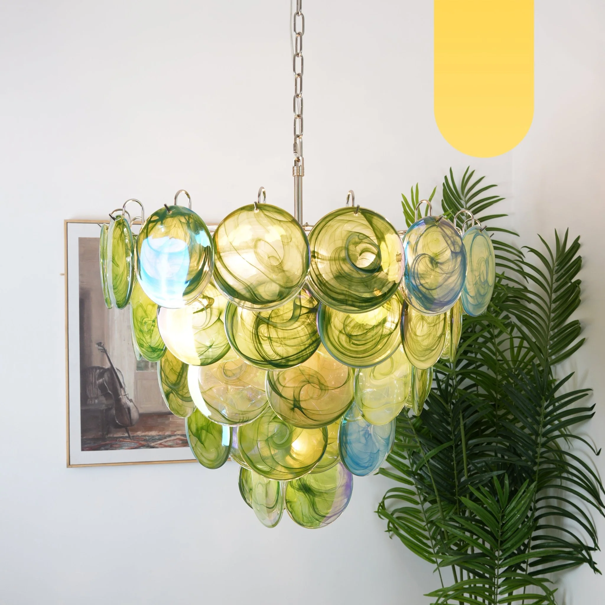 Green Murano Disc Chandelier - Image 7