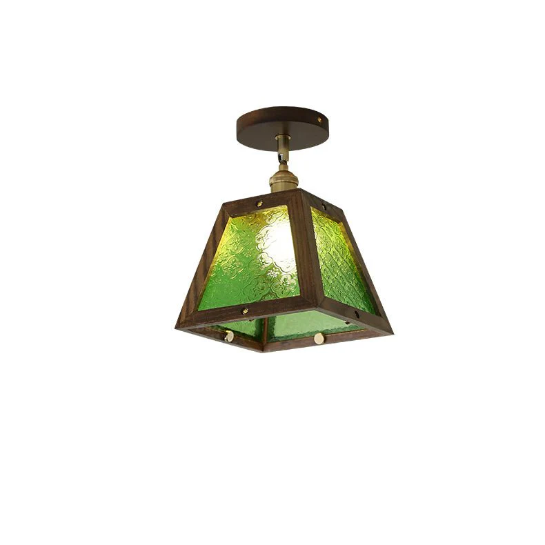 Green Patterned Glass Ceiling Light - Image 5