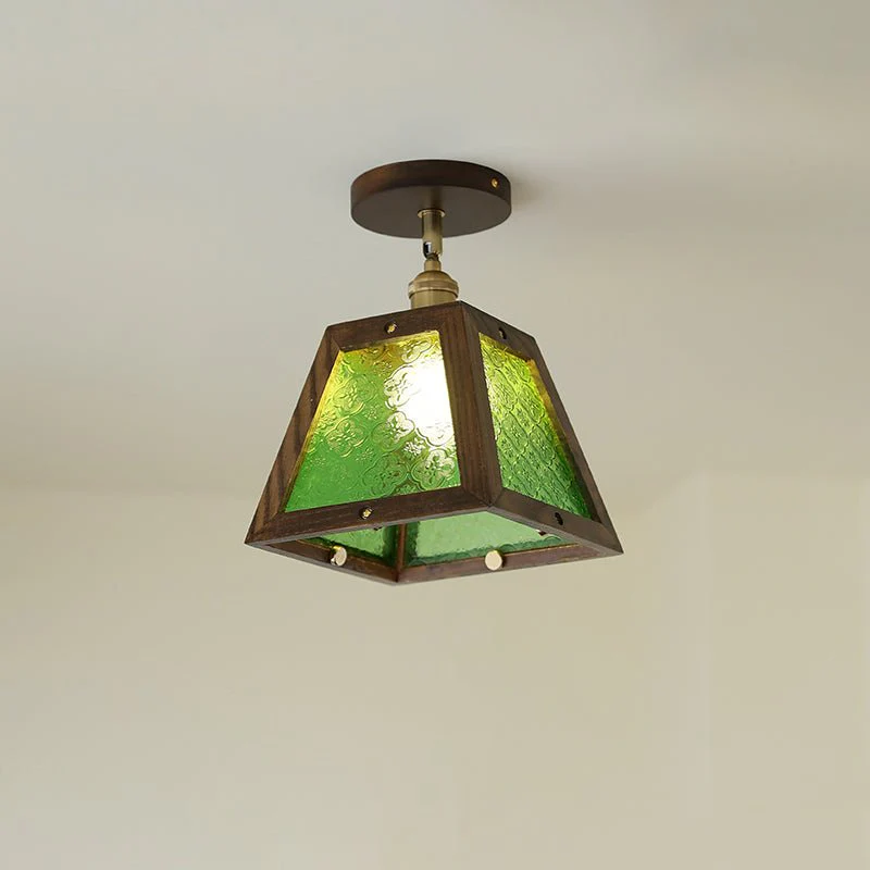 Green Patterned Glass Ceiling Light - Image 8