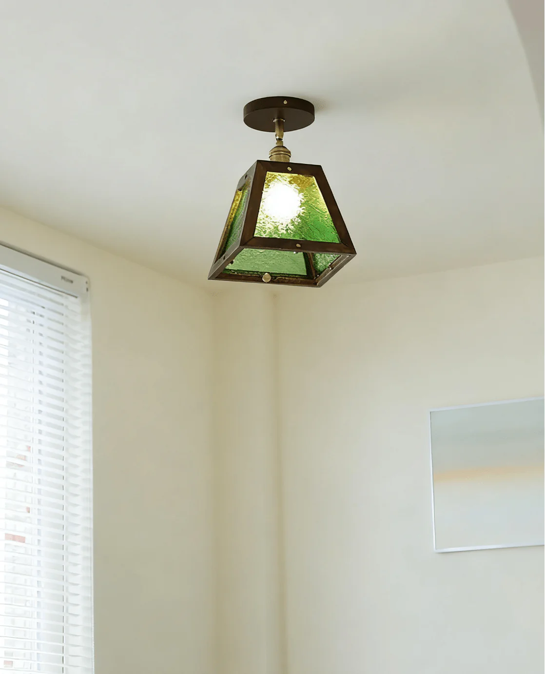 Green Patterned Glass Ceiling Light - Image 9