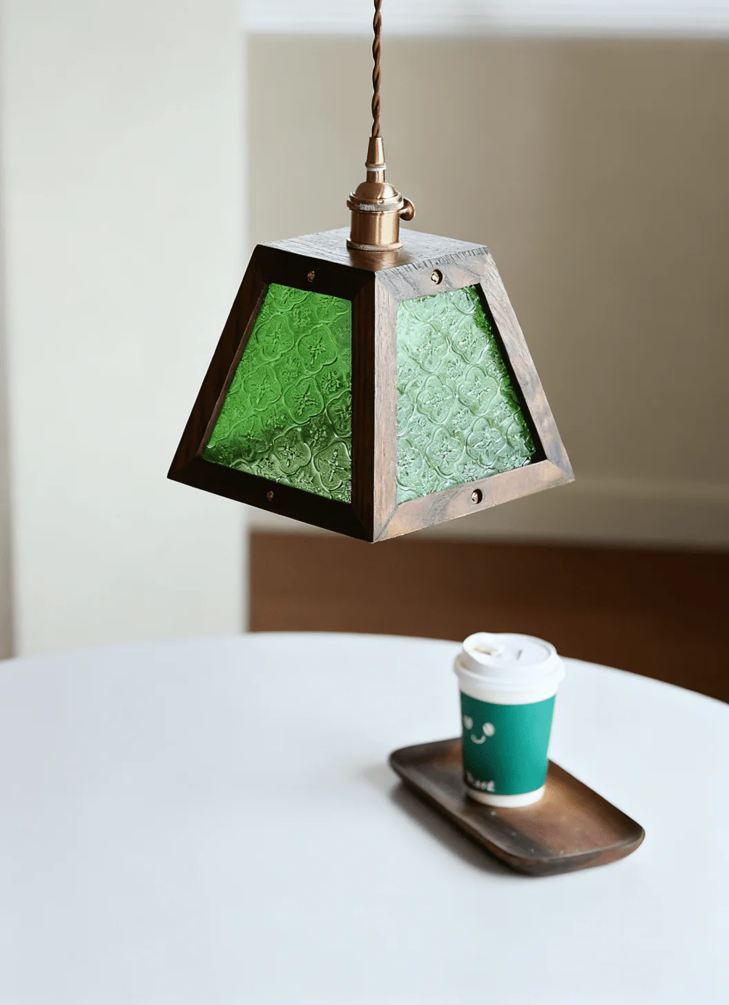 Green Patterned Glass Pendant Light - Image 4