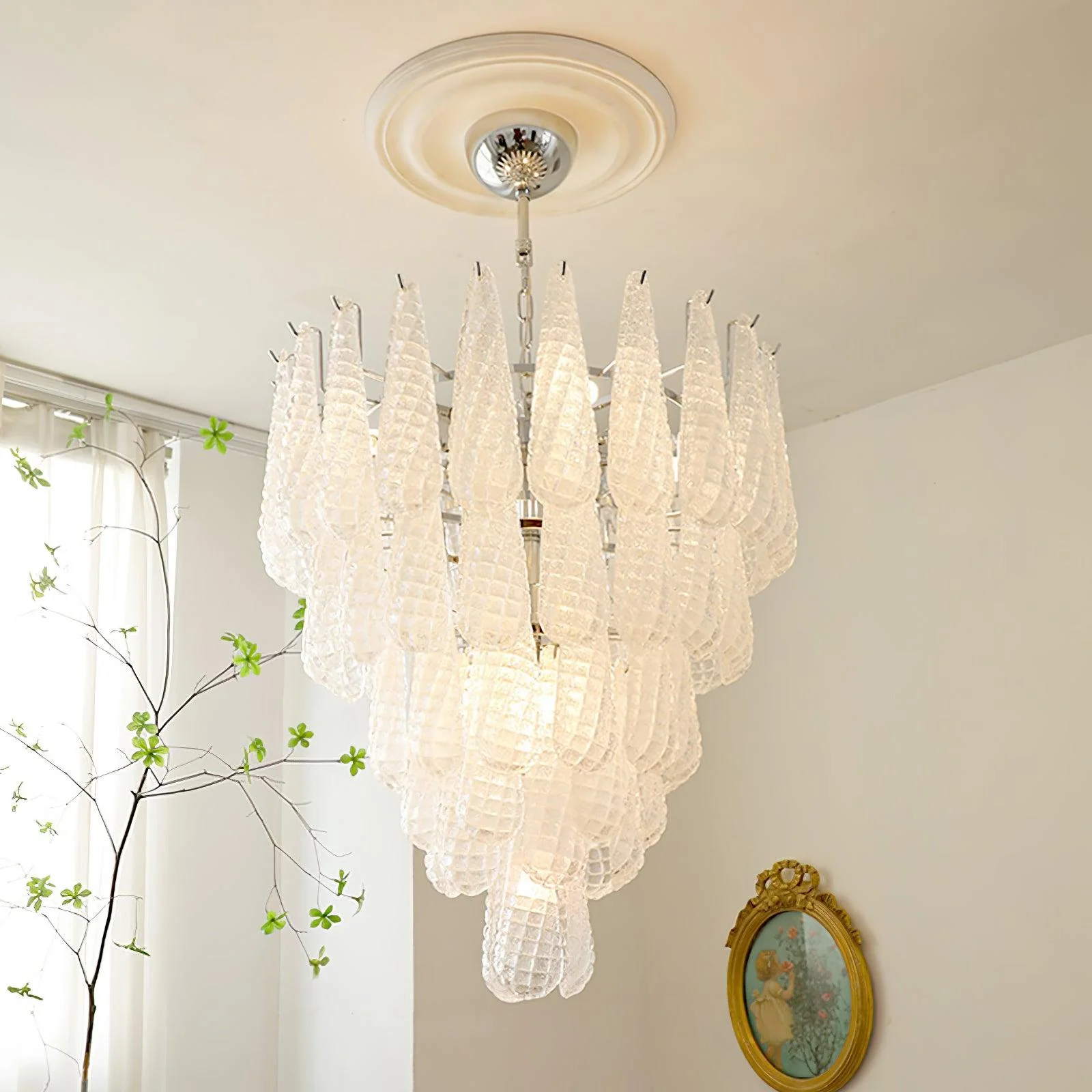 Grid Glass Waterfall Chandelier - Image 4
