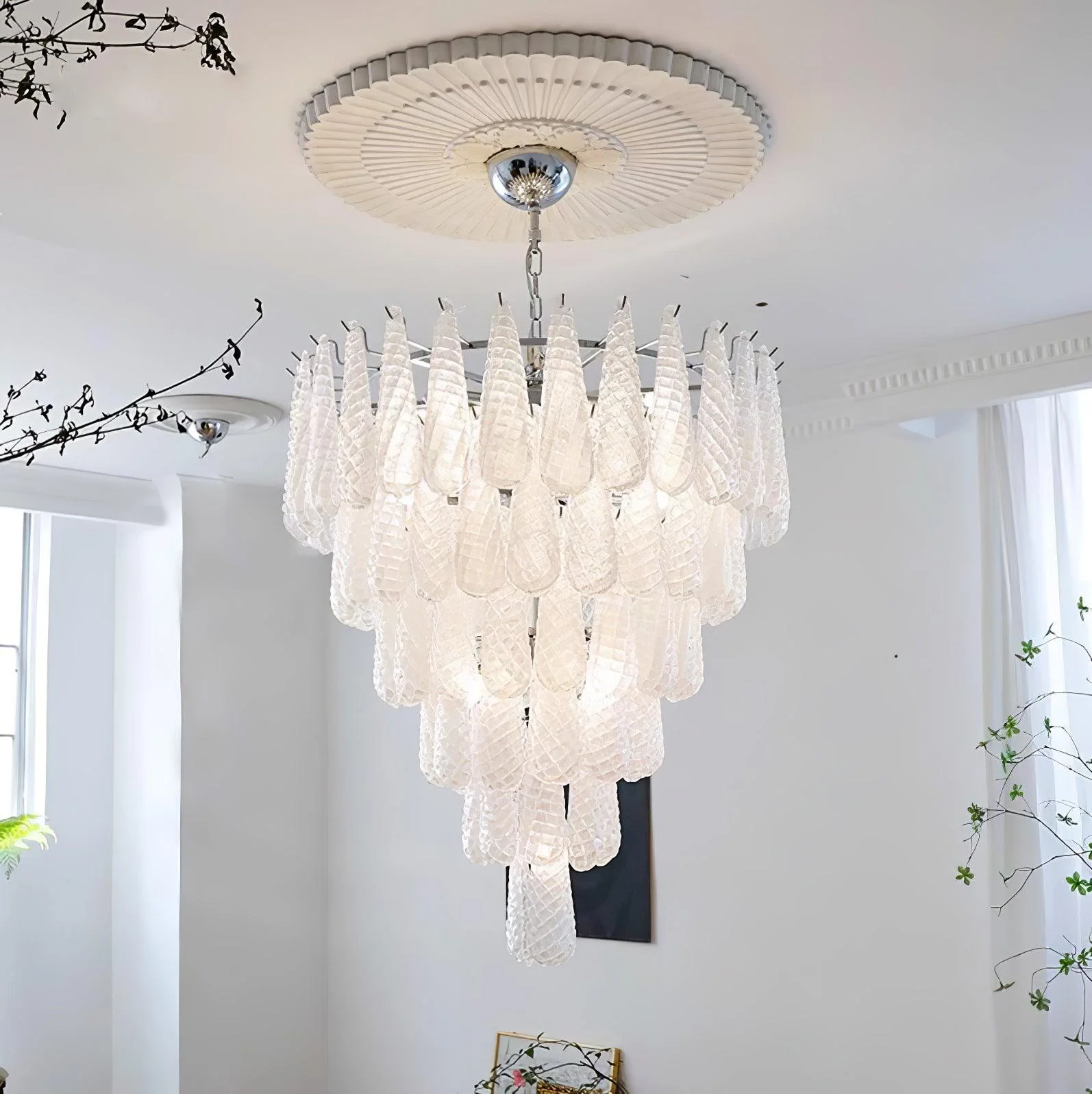 Grid Glass Waterfall Chandelier - Image 5