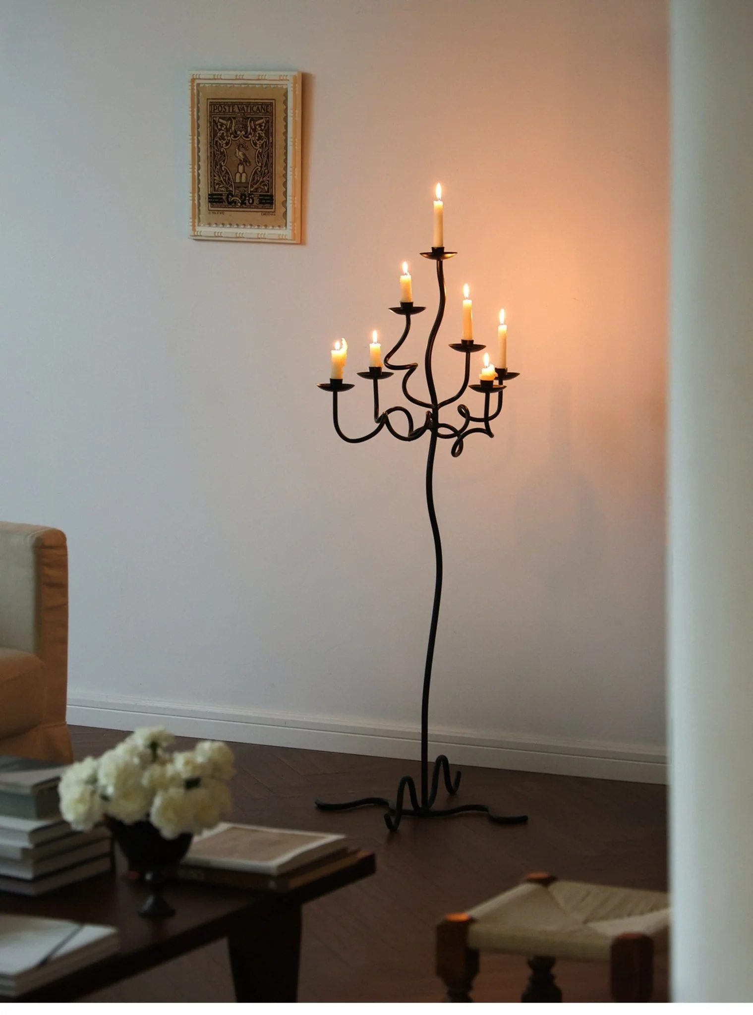 Hand Forged Iron Floor Candelabra - Image 4