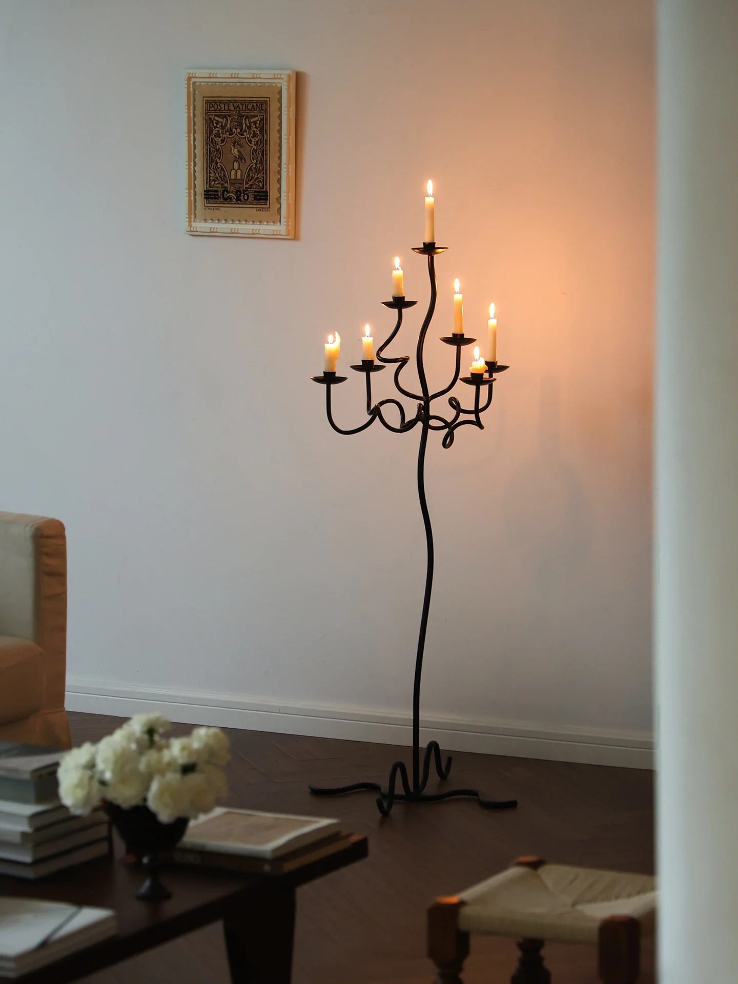 Hand Forged Iron Floor Candelabra - Image 9