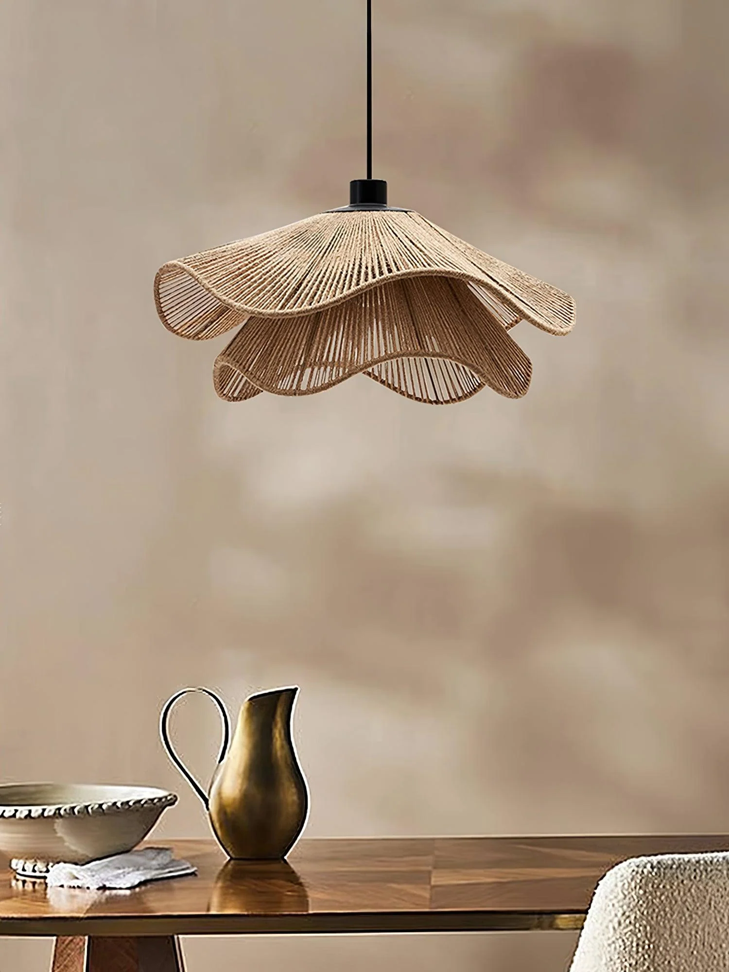 Handmade Straw Hat Pendant Lamp - Image 16