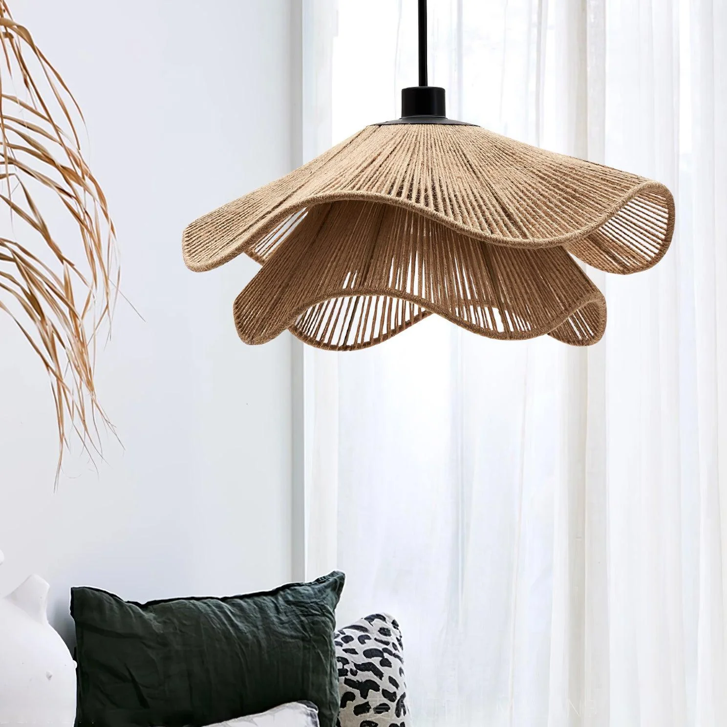 Handmade Straw Hat Pendant Lamp - Image 2