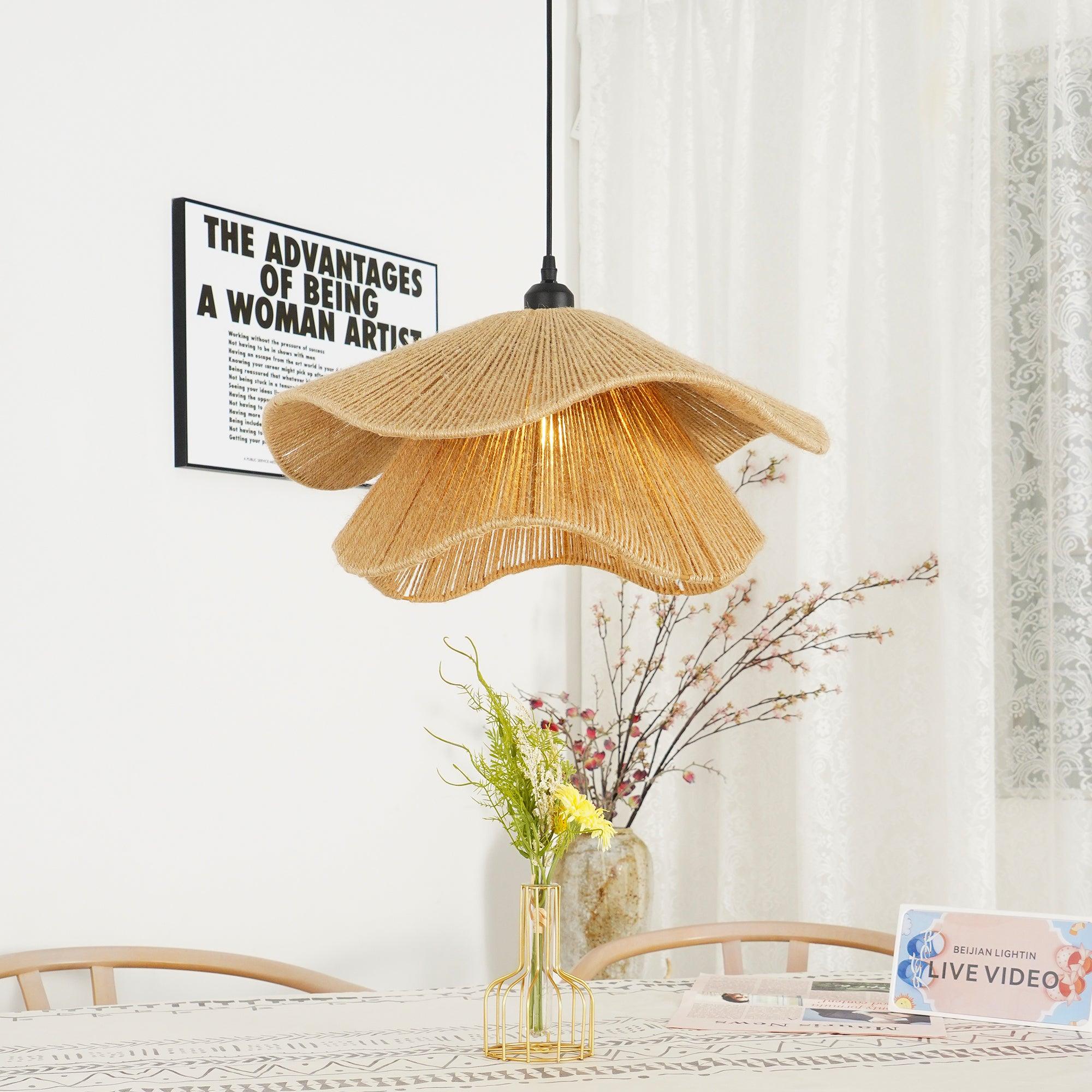 Handmade Straw Hat Pendant Lamp - Image 4