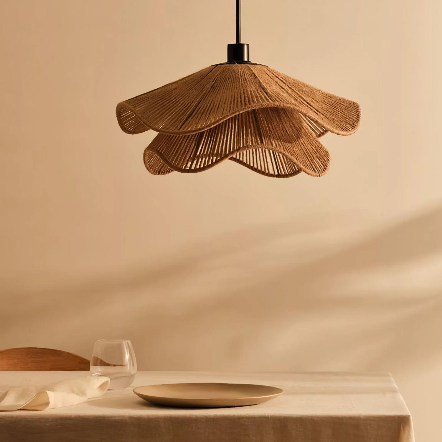 Handmade Straw Hat Pendant Lamp - Image 9