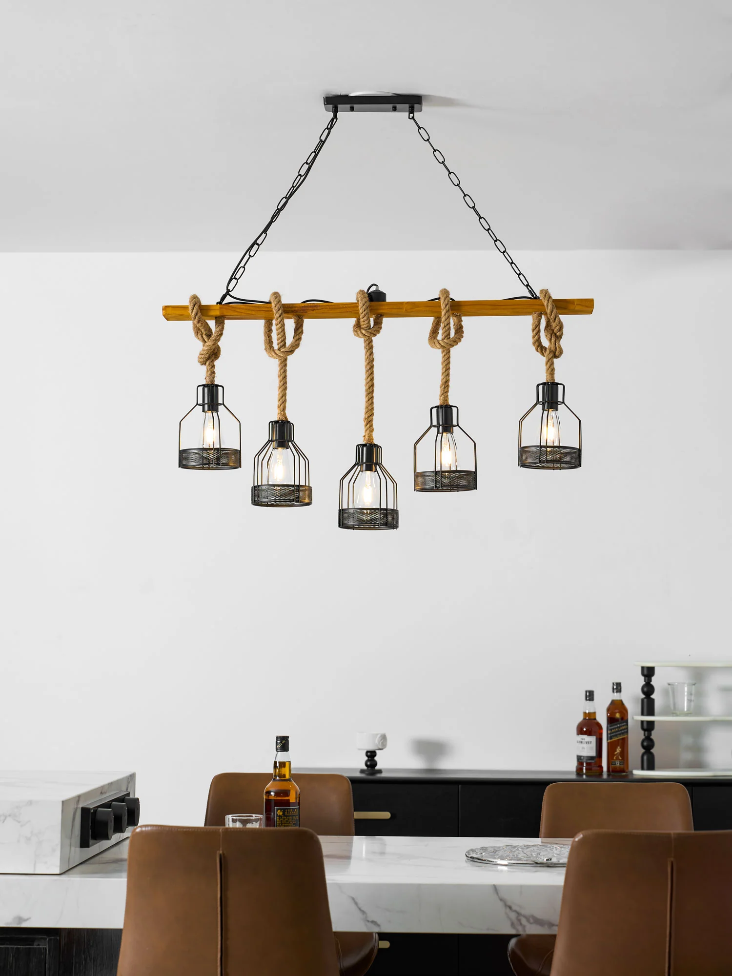 Hemp Rope Industrial Grenade Chandelier - Image 20
