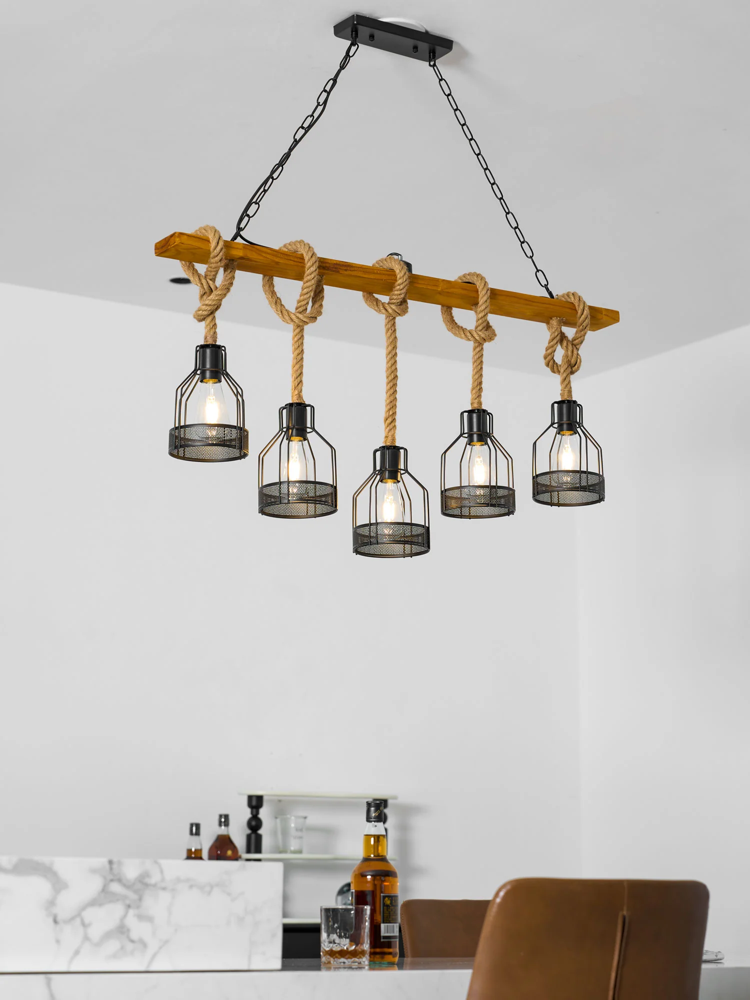 Hemp Rope Industrial Grenade Chandelier - Image 21